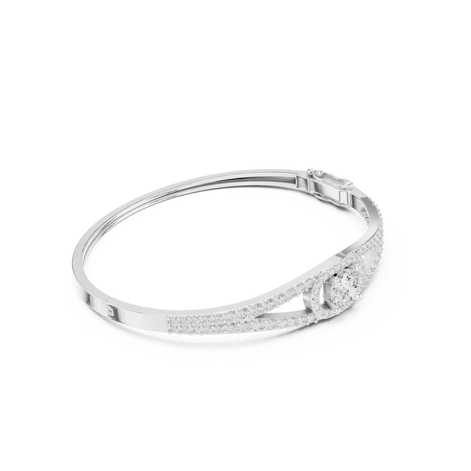 3.04 Ct. Round Diamond Halo Split Shank Bangle Bracelet (SBWB (8)) 4