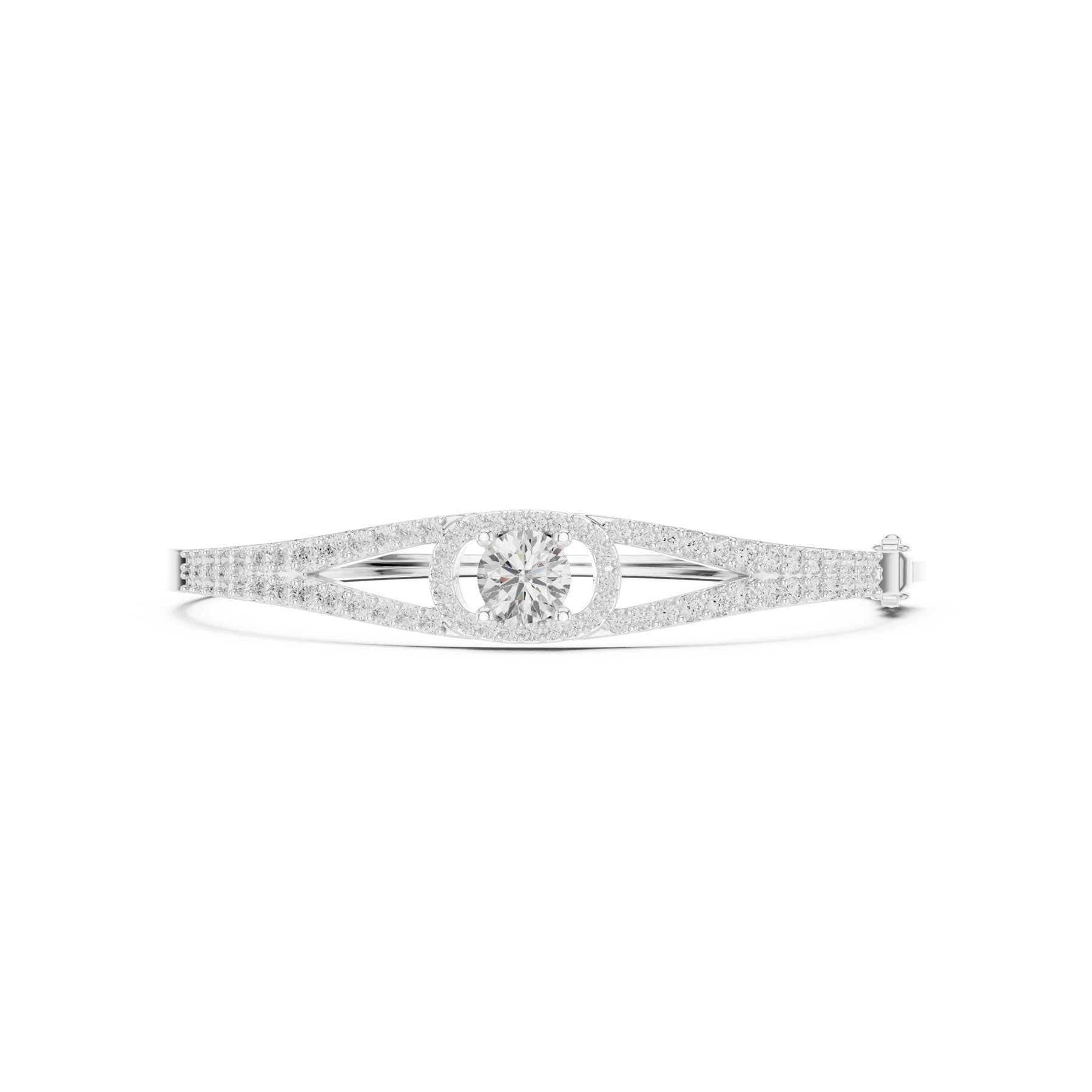 3.04 Ct. Round Diamond Halo Split Shank Bangle Bracelet (SBWB (8))
