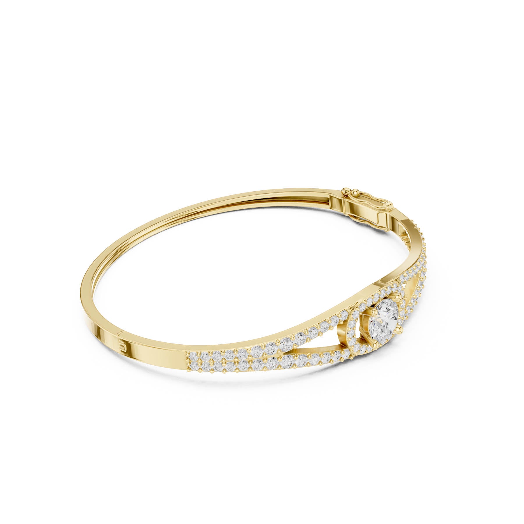 3.04 Ct. Round Diamond Halo Split Shank Bangle Bracelet (SBWB (8))