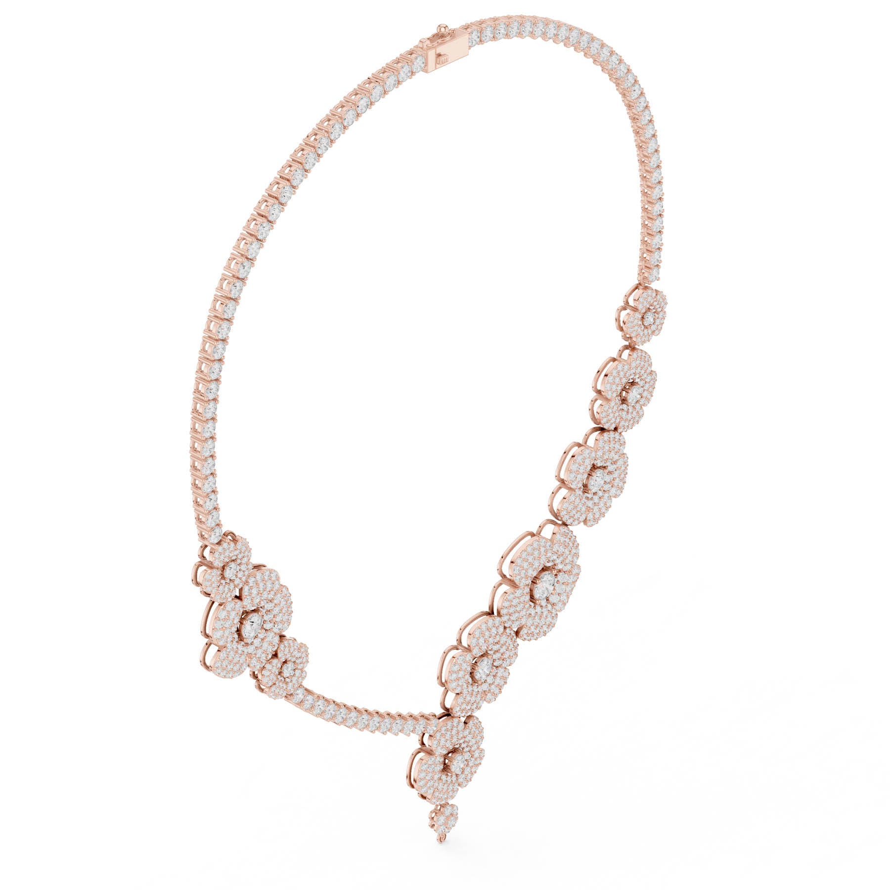18.60 Ct. Round Diamond Pavé Floral Necklace with Drop (SBWN (11)) 11