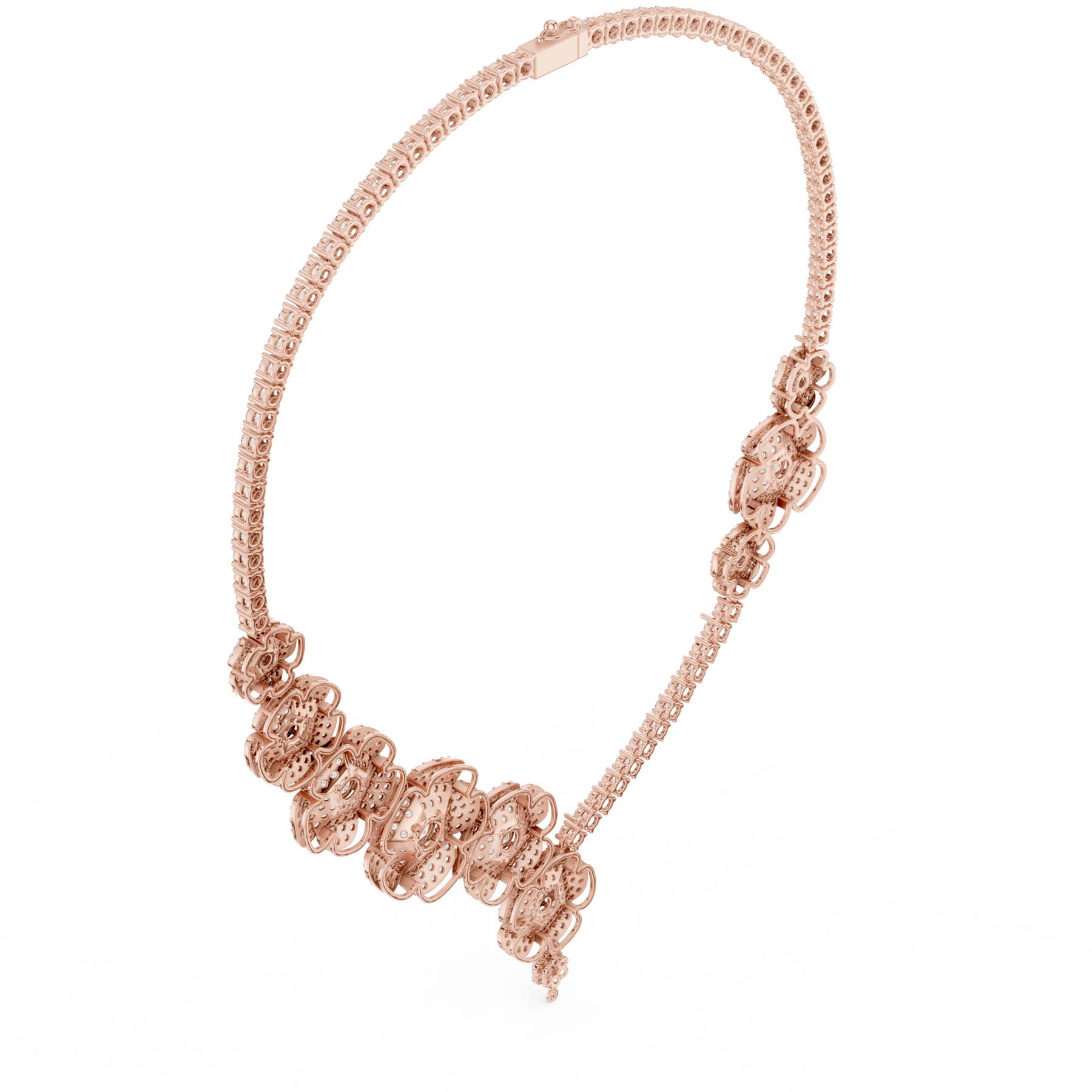 18.60 Ct. Round Diamond Pavé Floral Necklace with Drop (SBWN (11)) 12