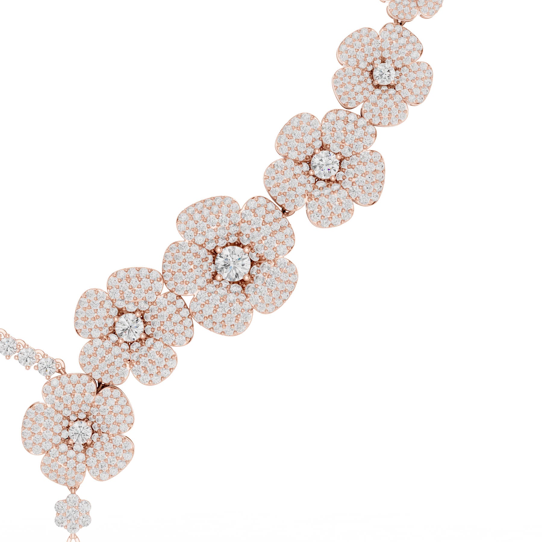 18.60 Ct. Round Diamond Pavé Floral Necklace with Drop (SBWN (11)) 13
