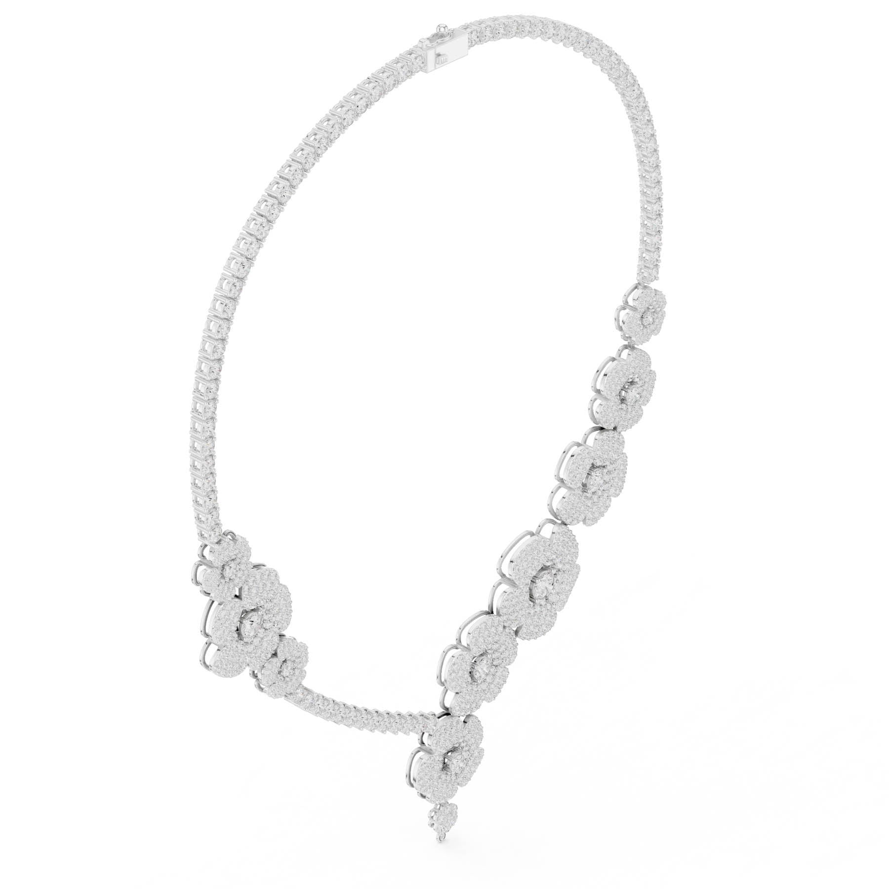 18.60 Ct. Round Diamond Pavé Floral Necklace with Drop (SBWN (11)) 4