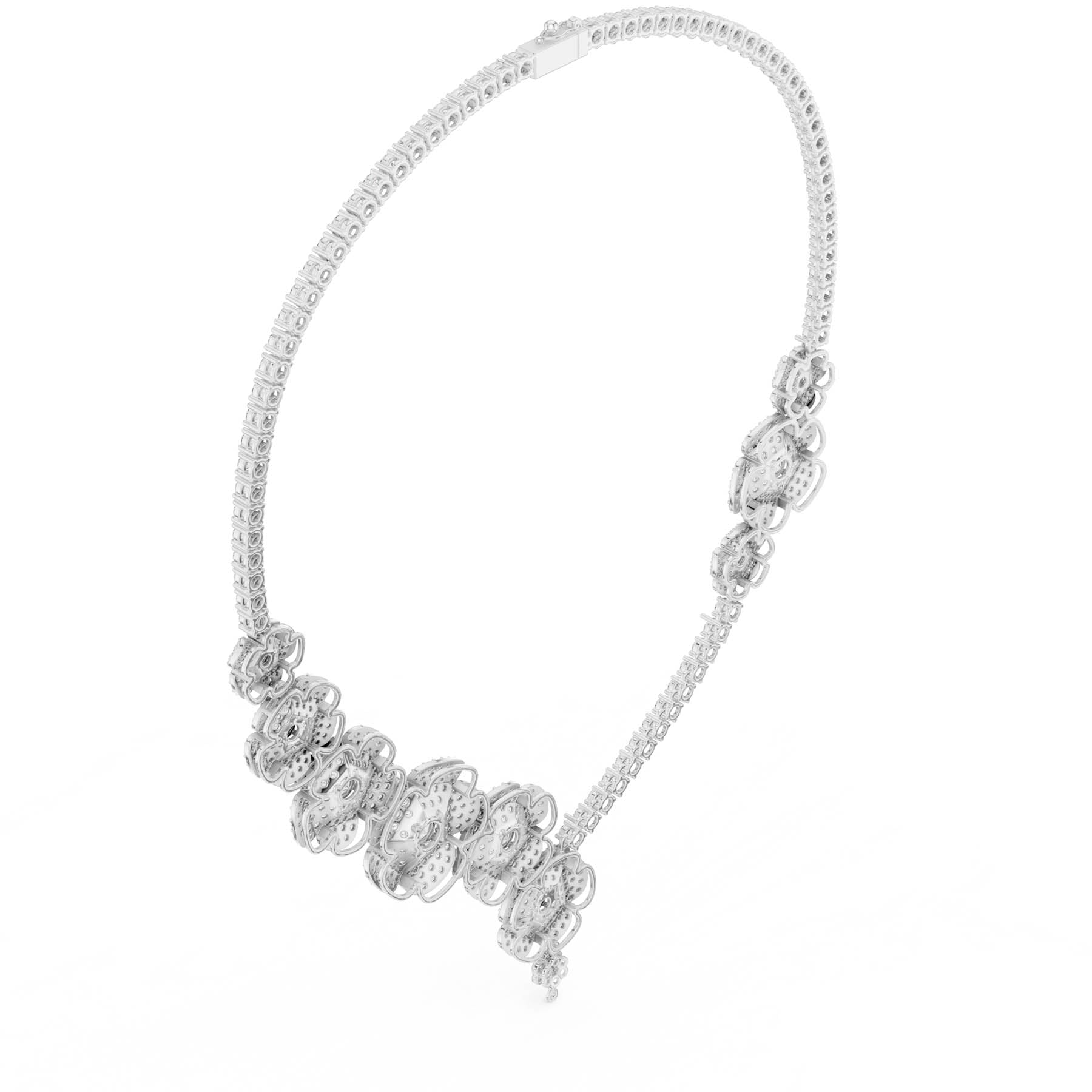 18.60 Ct. Round Diamond Pavé Floral Necklace with Drop (SBWN (11)) 5
