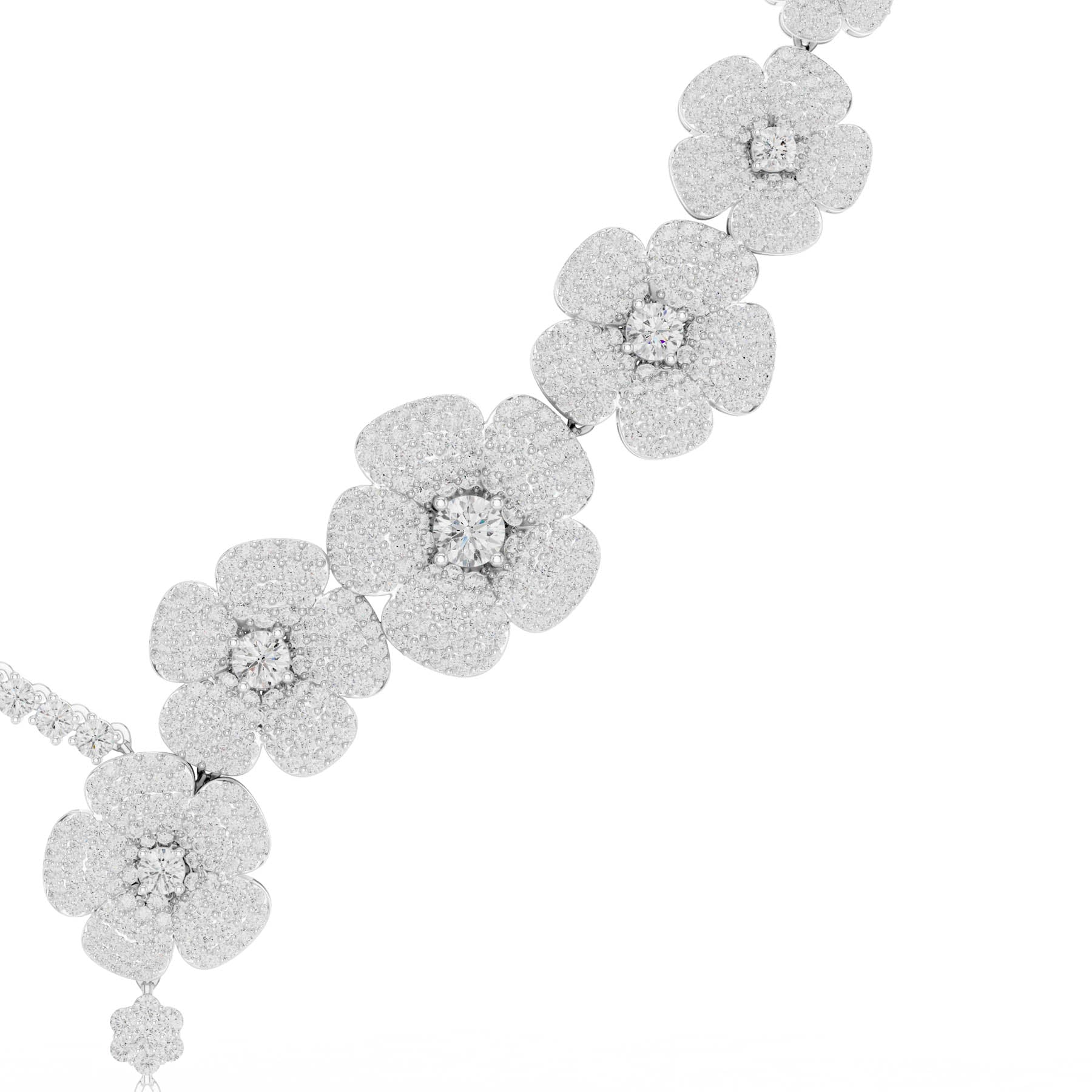 18.60 Ct. Round Diamond Pavé Floral Necklace with Drop (SBWN (11)) 6