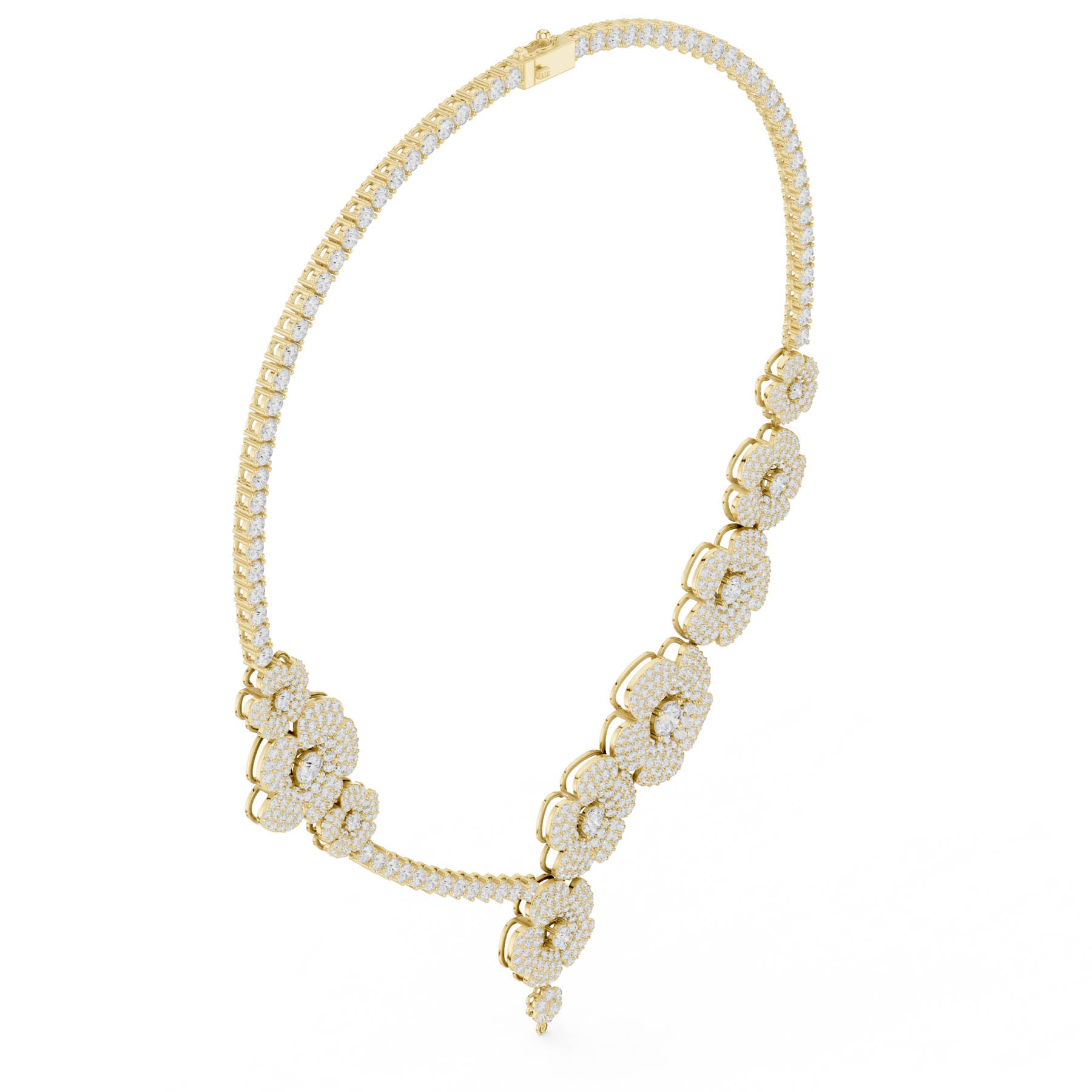 18.60 Ct. Round Diamond Pavé Floral Necklace with Drop (SBWN (11)) 8