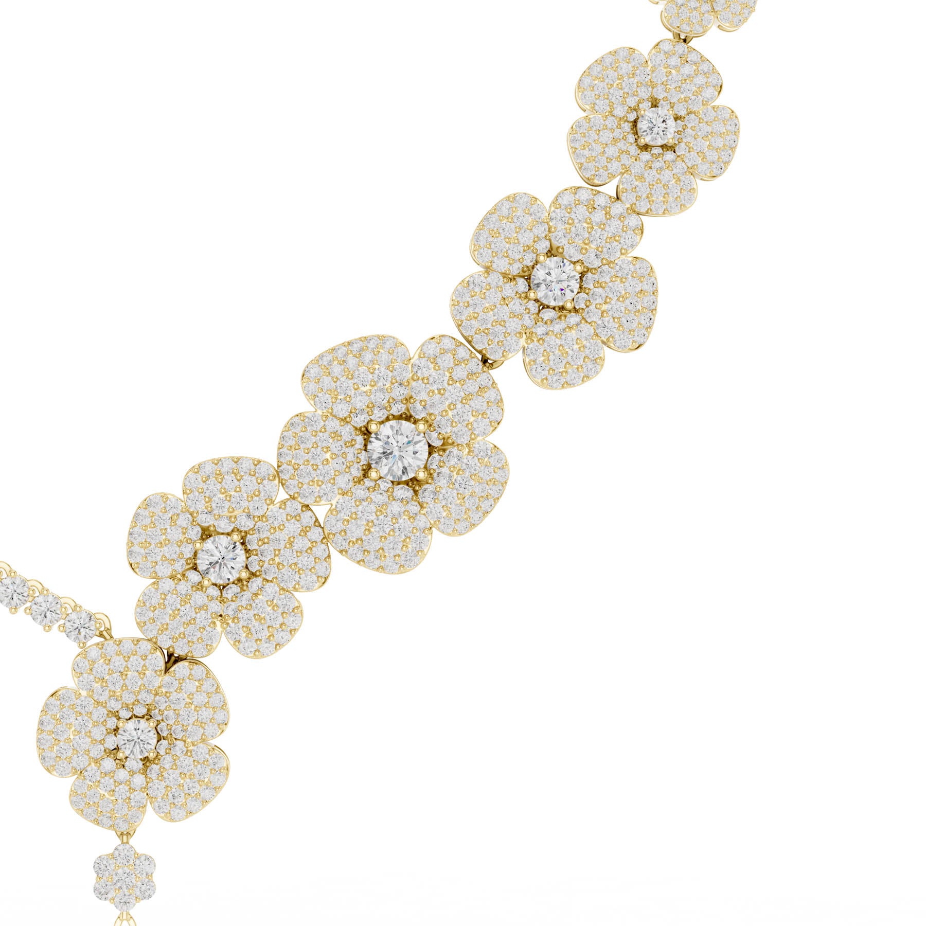 18.60 Ct. Round Diamond Pavé Floral Necklace with Drop (SBWN (11)) 1