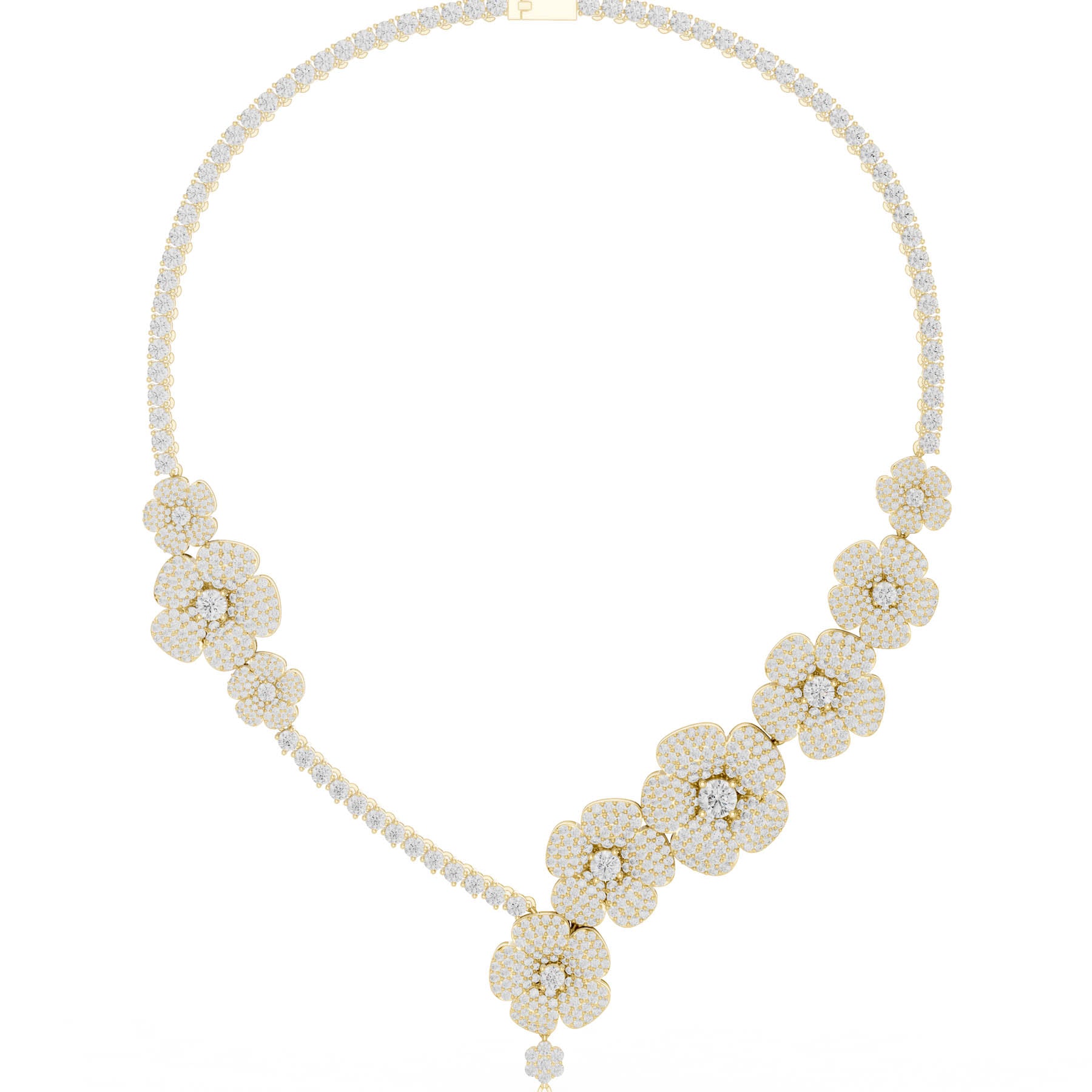 18.60 Ct. Round Diamond Pavé Floral Necklace with Drop (SBWN (11)) 10
