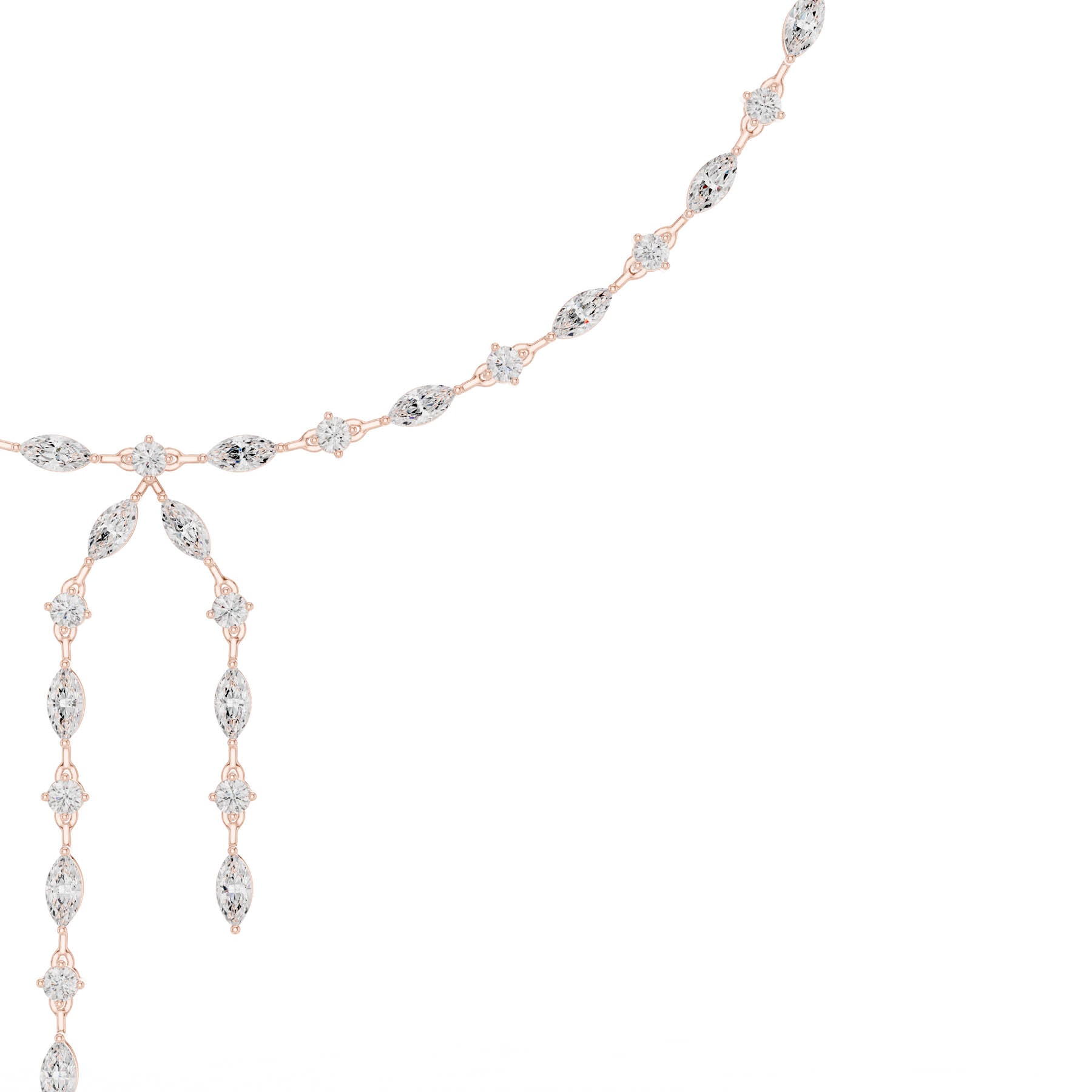 10.43 Ct. Round and Marquise Diamond Pavé Station Necklace with Drop Tassel (SBWN (13)) 10
