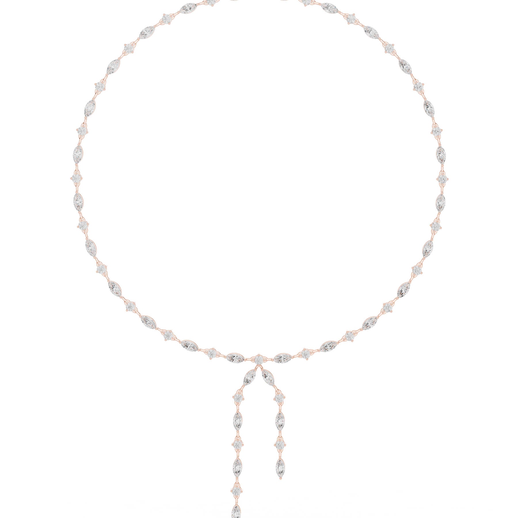 10.43 Ct. Round and Marquise Diamond Pavé Station Necklace with Drop Tassel (SBWN (13)) 11