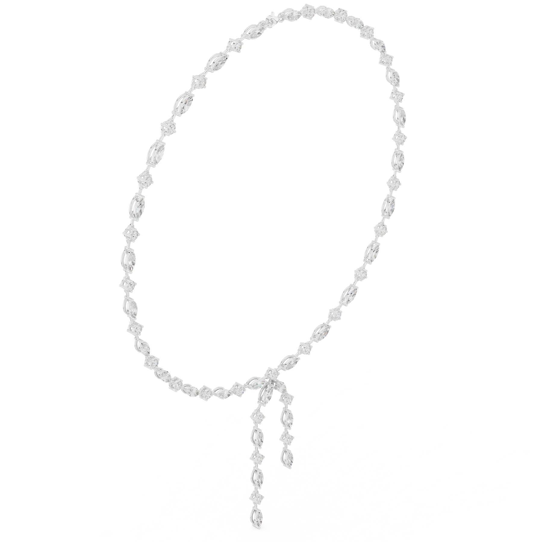 10.43 Ct. Round and Marquise Diamond Pavé Station Necklace with Drop Tassel (SBWN (13)) 12