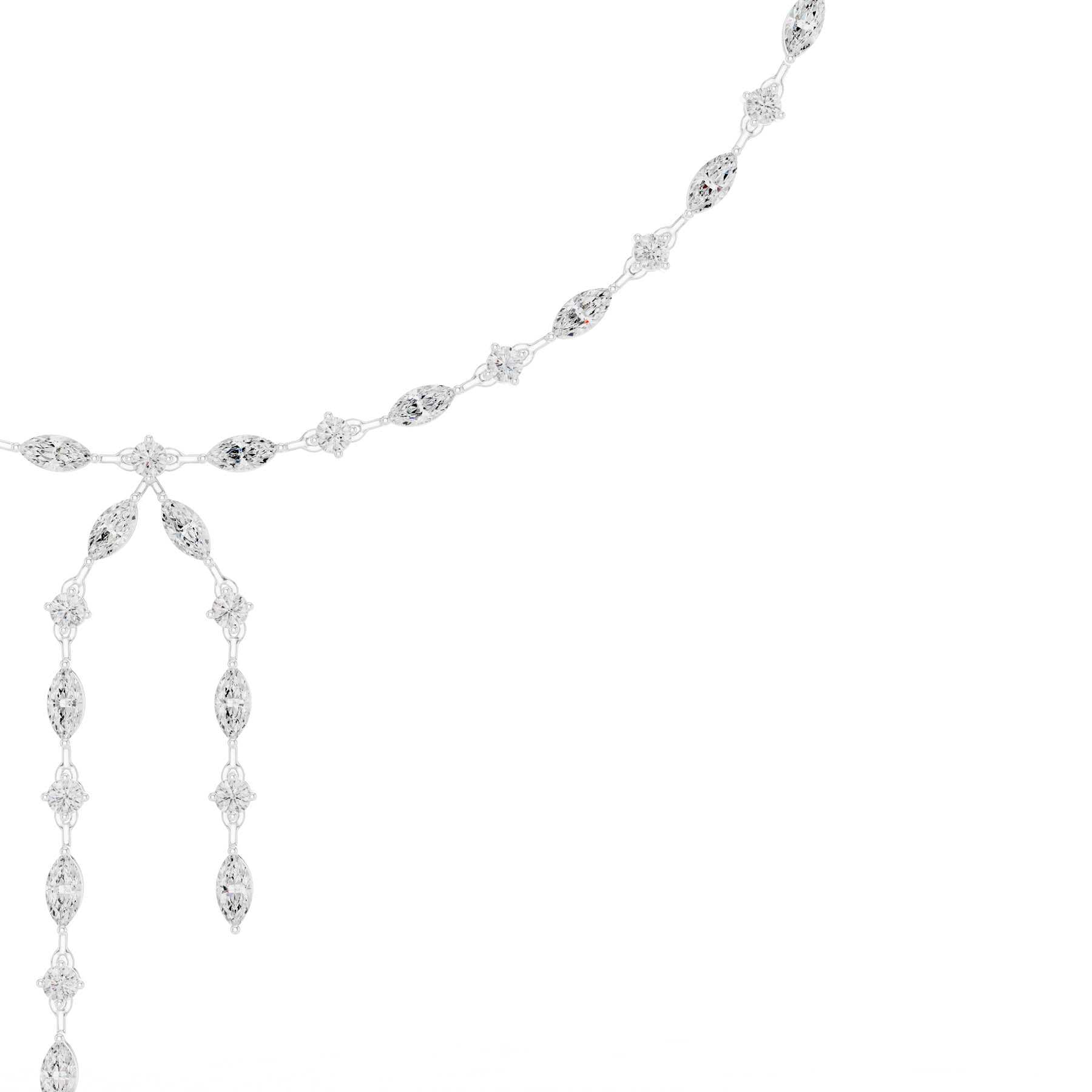 10.43 Ct. Round and Marquise Diamond Pavé Station Necklace with Drop Tassel (SBWN (13)) 1