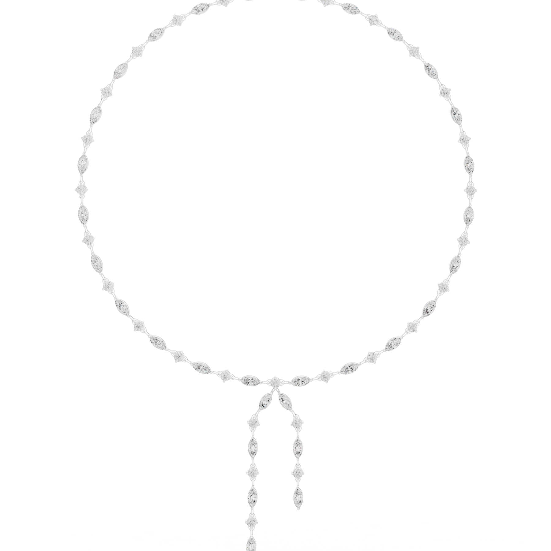 10.43 Ct. Round and Marquise Diamond Pavé Station Necklace with Drop Tassel (SBWN (13)) 4