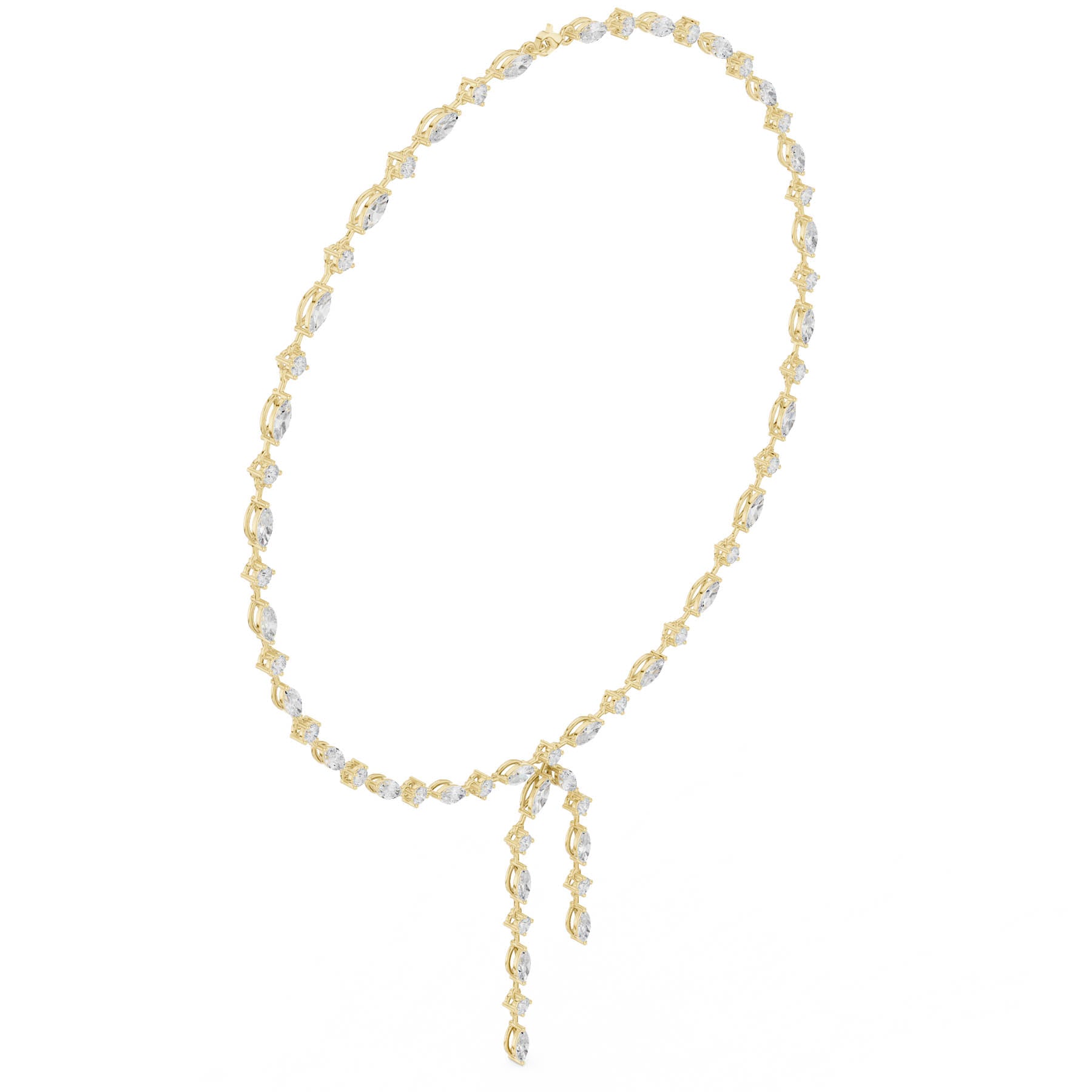 10.43 Ct. Round and Marquise Diamond Pavé Station Necklace with Drop Tassel (SBWN (13)) 2