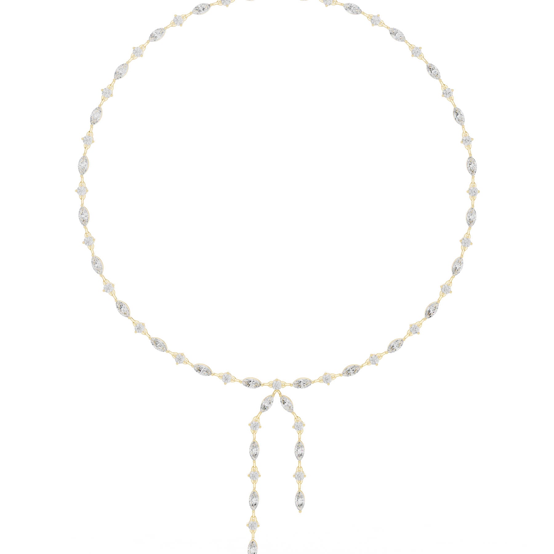 10.43 Ct. Round and Marquise Diamond Pavé Station Necklace with Drop Tassel (SBWN (13)) 7