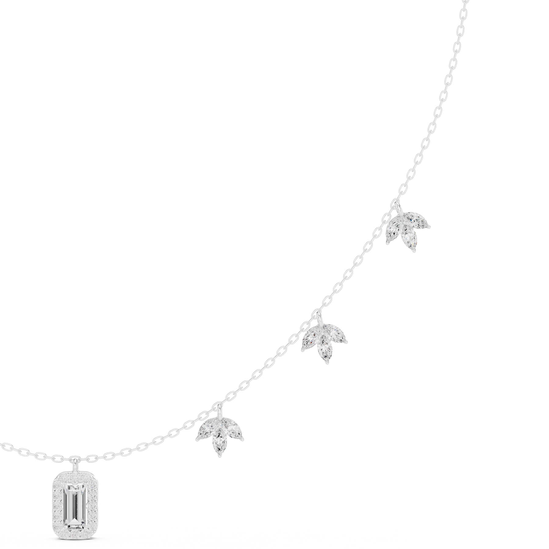 1.73 Ct. Baguette Diamond Pendant Necklace with Marquise Accents (SBWN (15)) 1