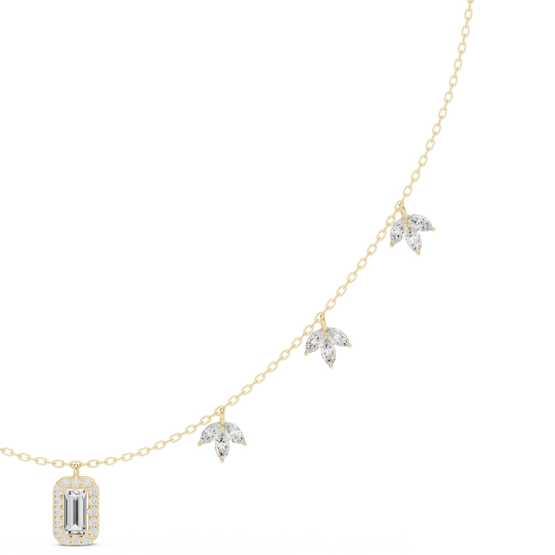 1.73 Ct. Baguette Diamond Pendant Necklace with Marquise Accents (SBWN (15)) 9