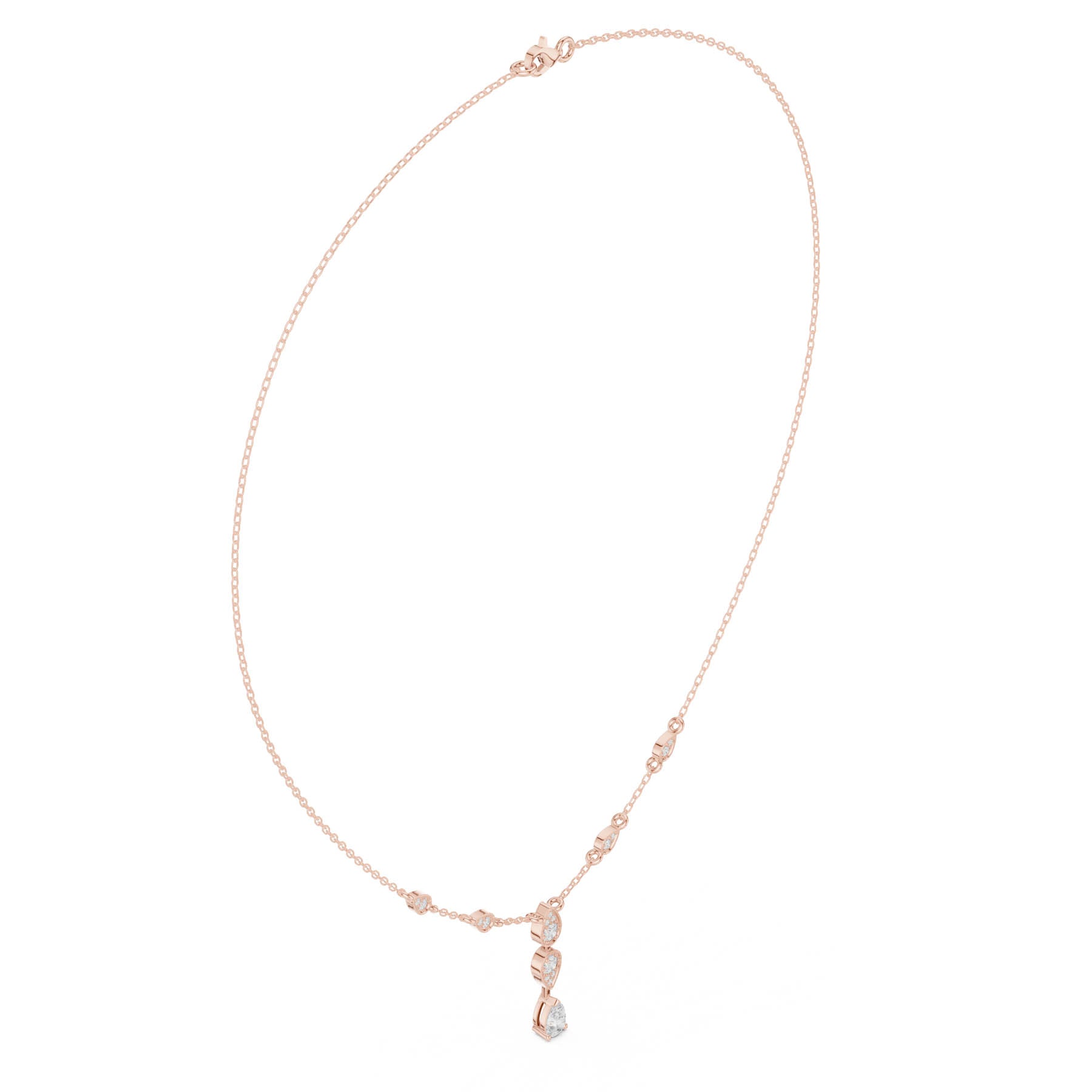 .64 Ct. Pear Shape Diamond Station Drop Necklace (SBWN (20)) 11