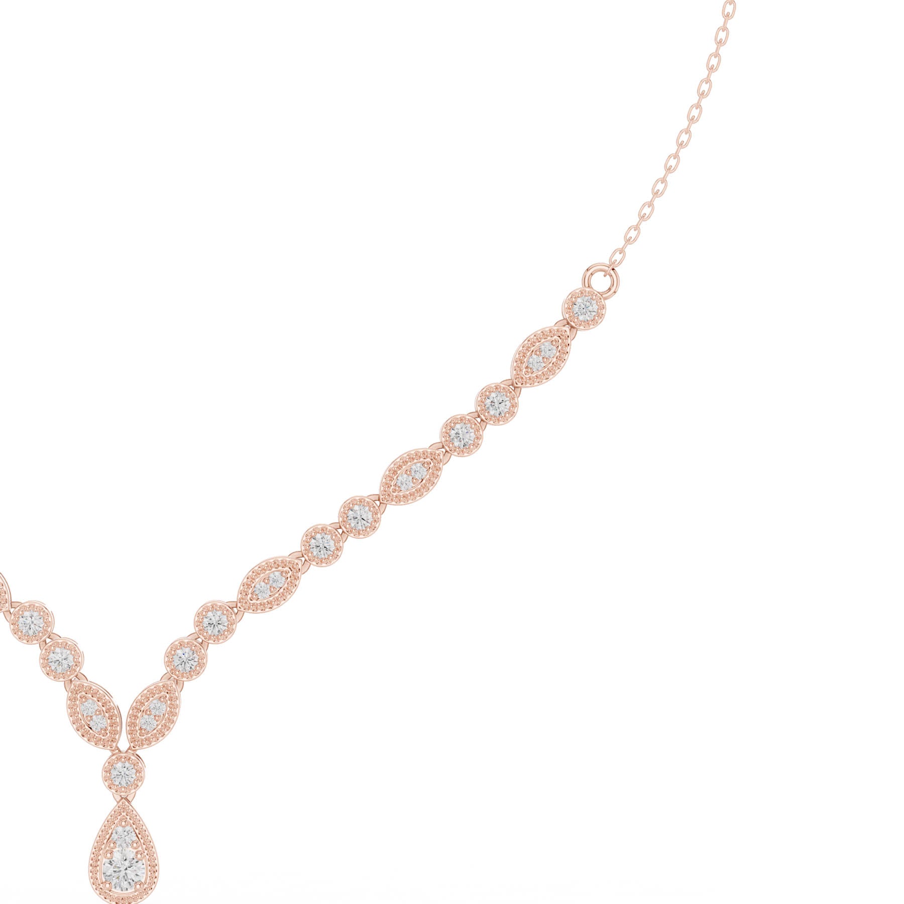 1.14 Ct. Diamond Pavé Station Necklace with Pear Drop (SBWN (2)) 4