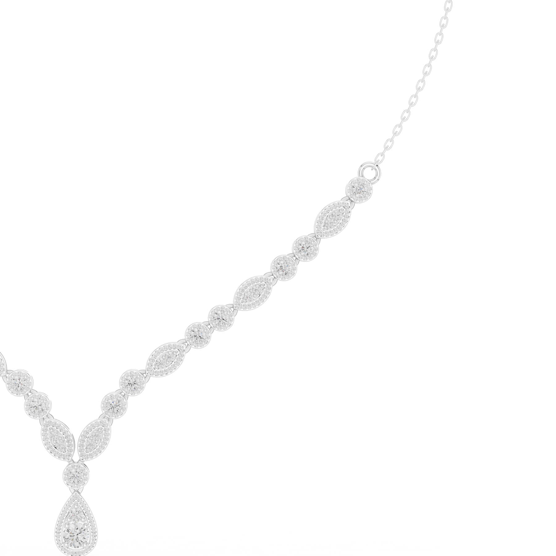 1.14 Ct. Diamond Pavé Station Necklace with Pear Drop (SBWN (2)) 1