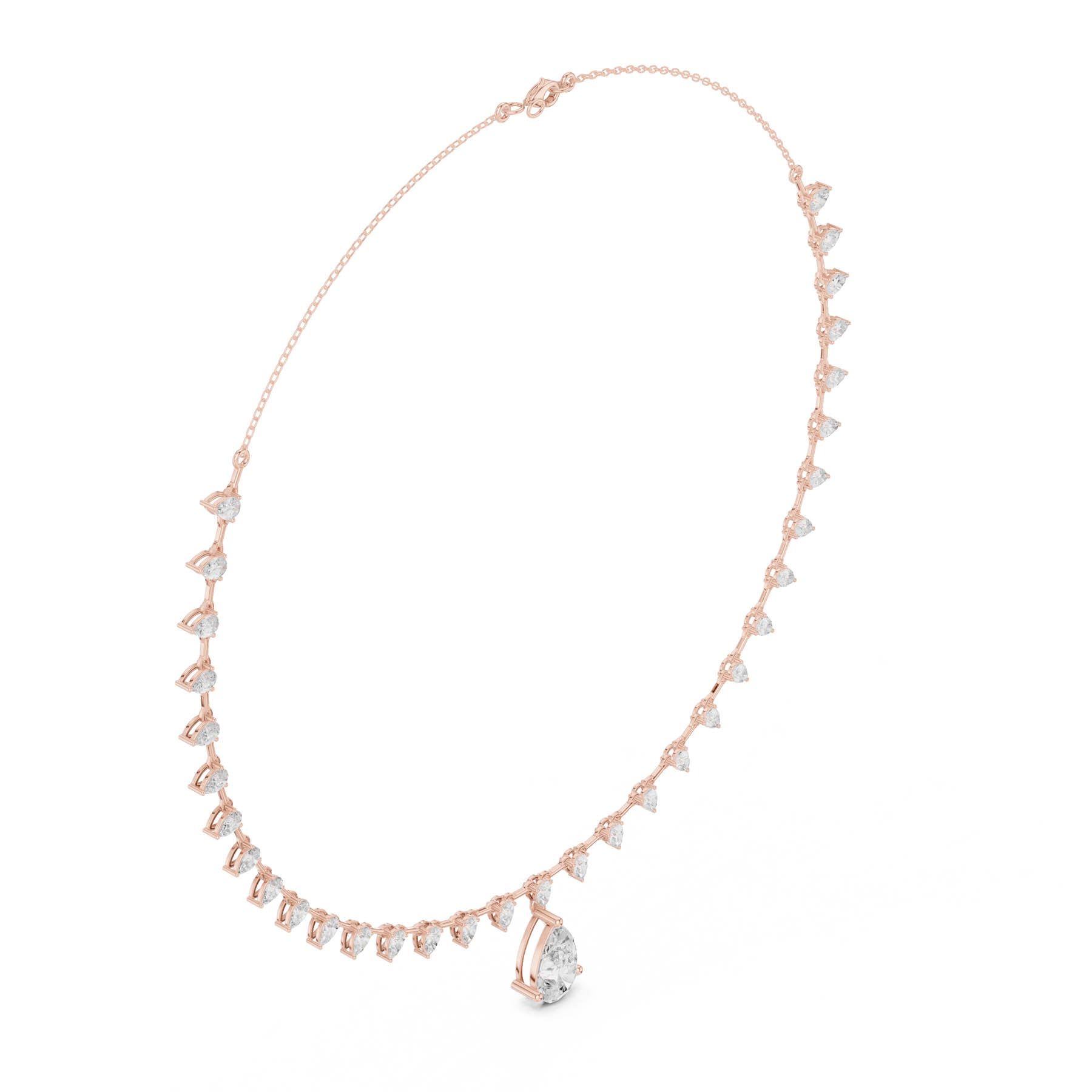 9.02 Ct. Pear Diamond Drop Necklace with Graduated Pear Accent Chain (SBWN (37)) 8
