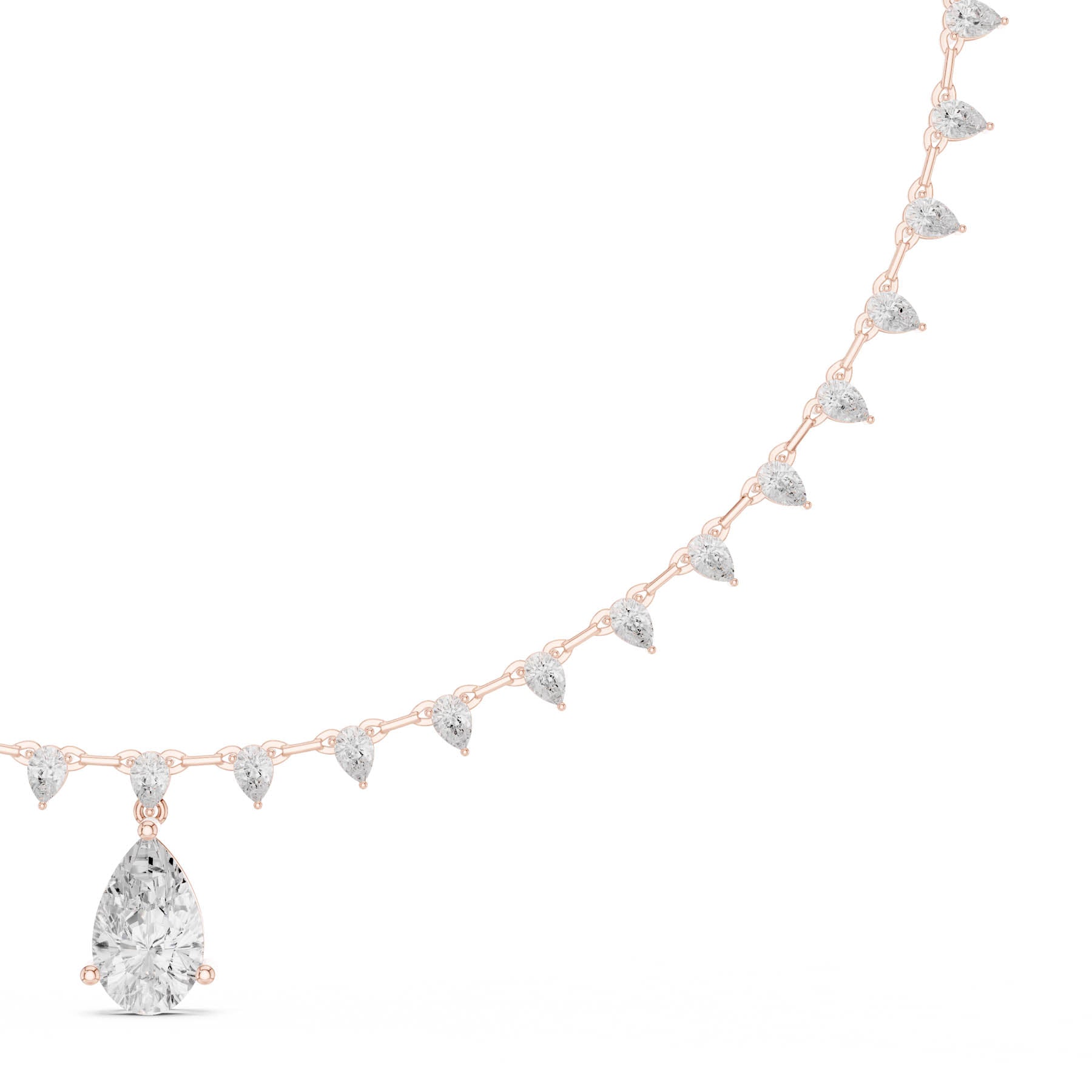 9.02 Ct. Pear Diamond Drop Necklace with Graduated Pear Accent Chain (SBWN (37)) 10