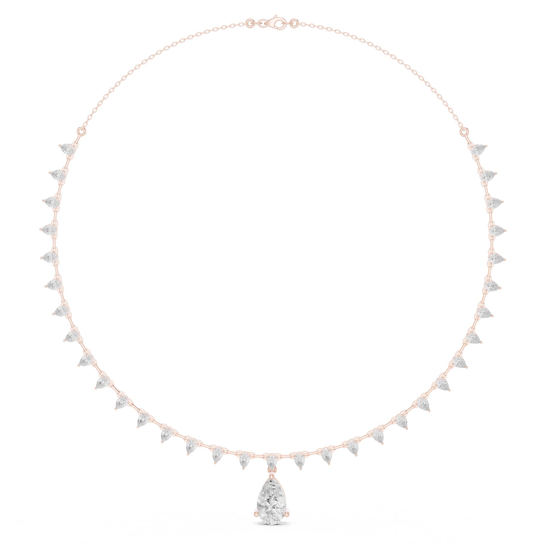 9.02 Ct. Pear Diamond Drop Necklace with Graduated Pear Accent Chain (SBWN (37)) 11