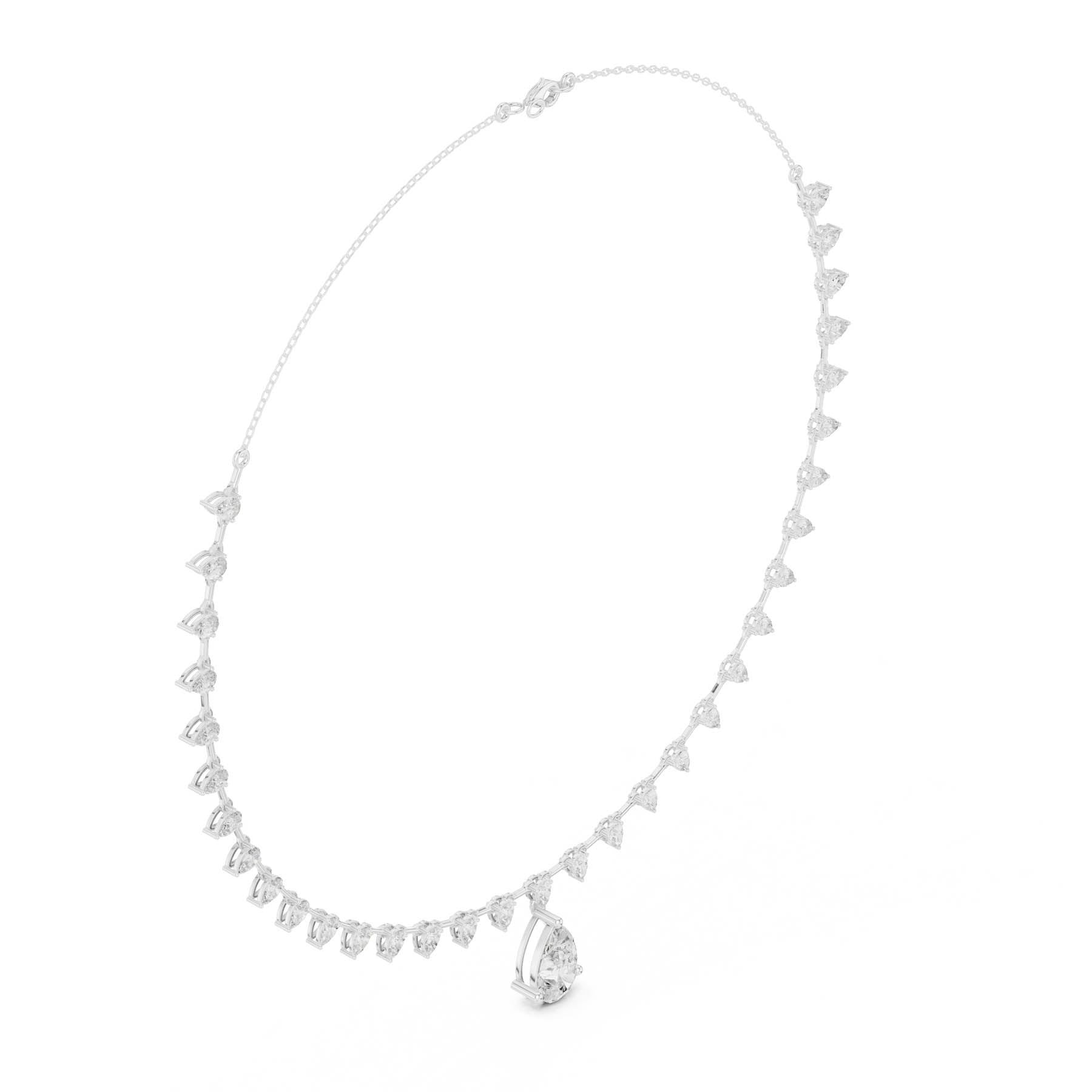 9.02 Ct. Pear Diamond Drop Necklace with Graduated Pear Accent Chain (SBWN (37)) 12