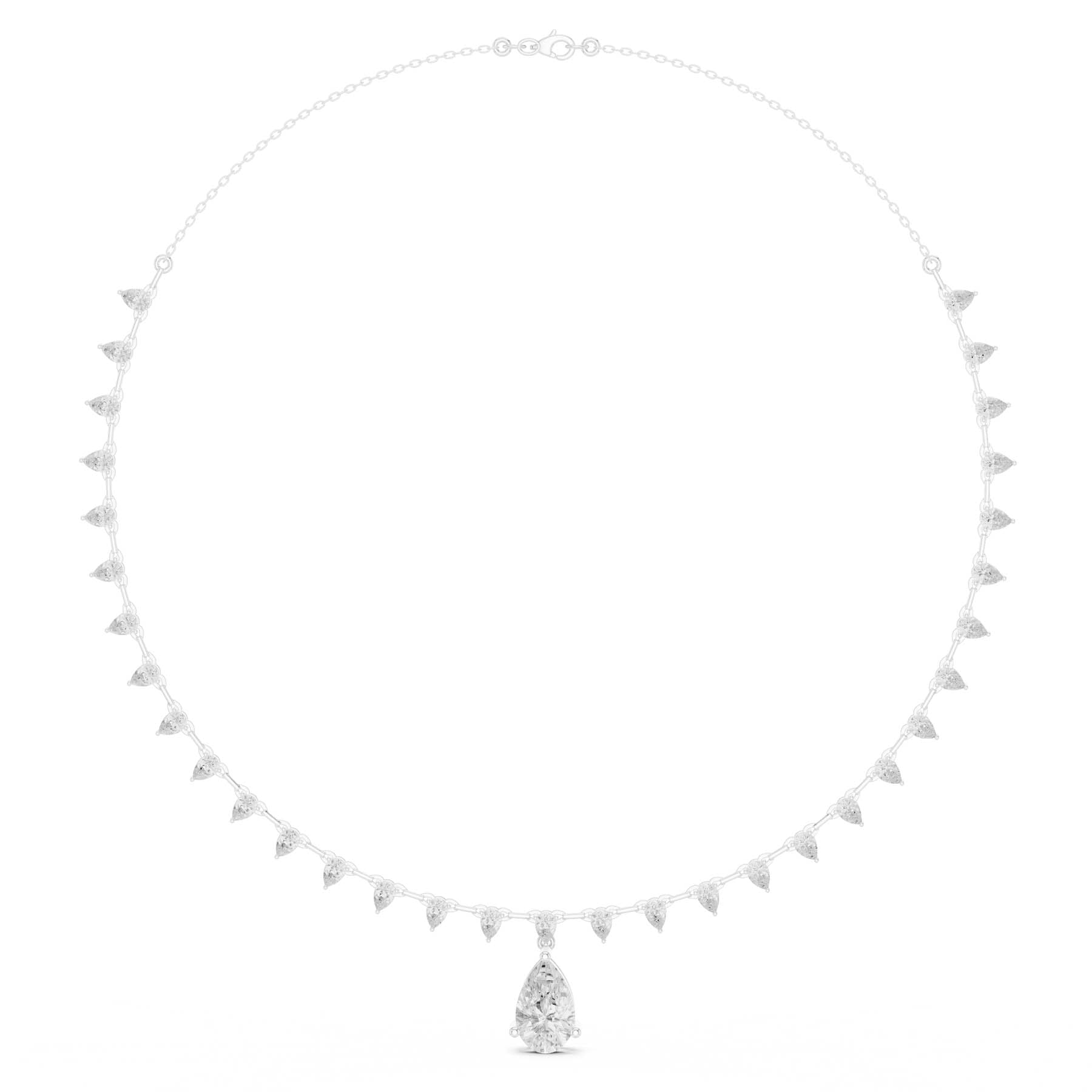 9.02 Ct. Pear Diamond Drop Necklace with Graduated Pear Accent Chain (SBWN (37)) 4