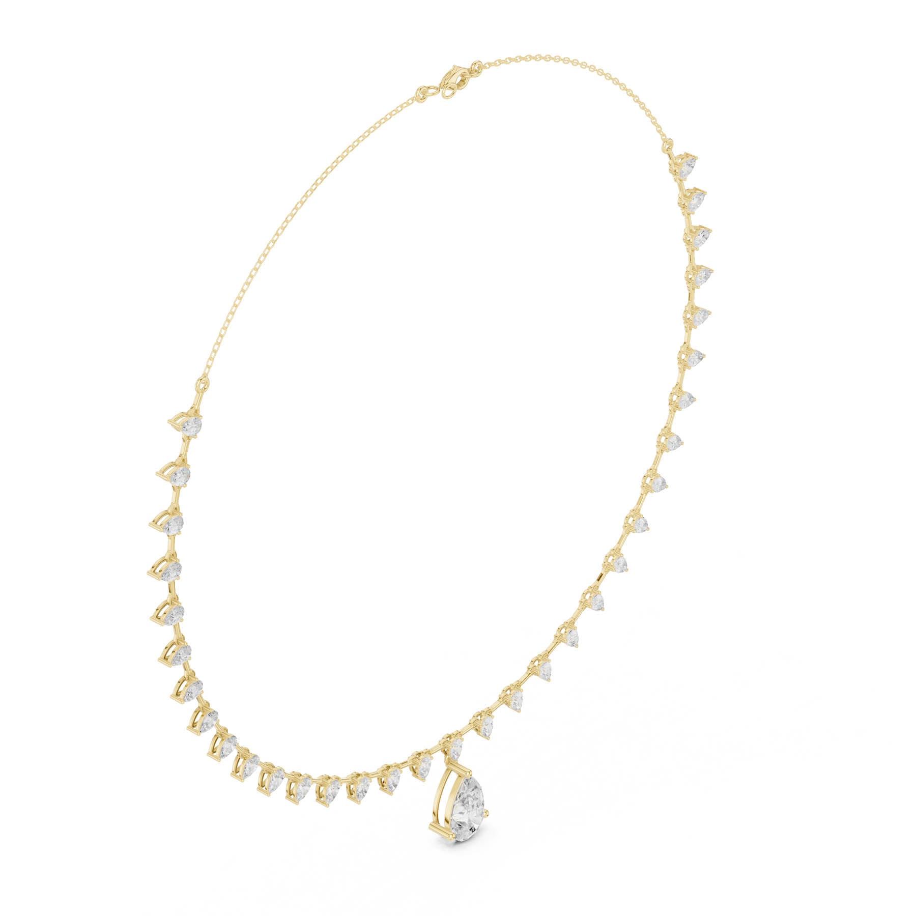 9.02 Ct. Pear Diamond Drop Necklace with Graduated Pear Accent Chain (SBWN (37)) 2