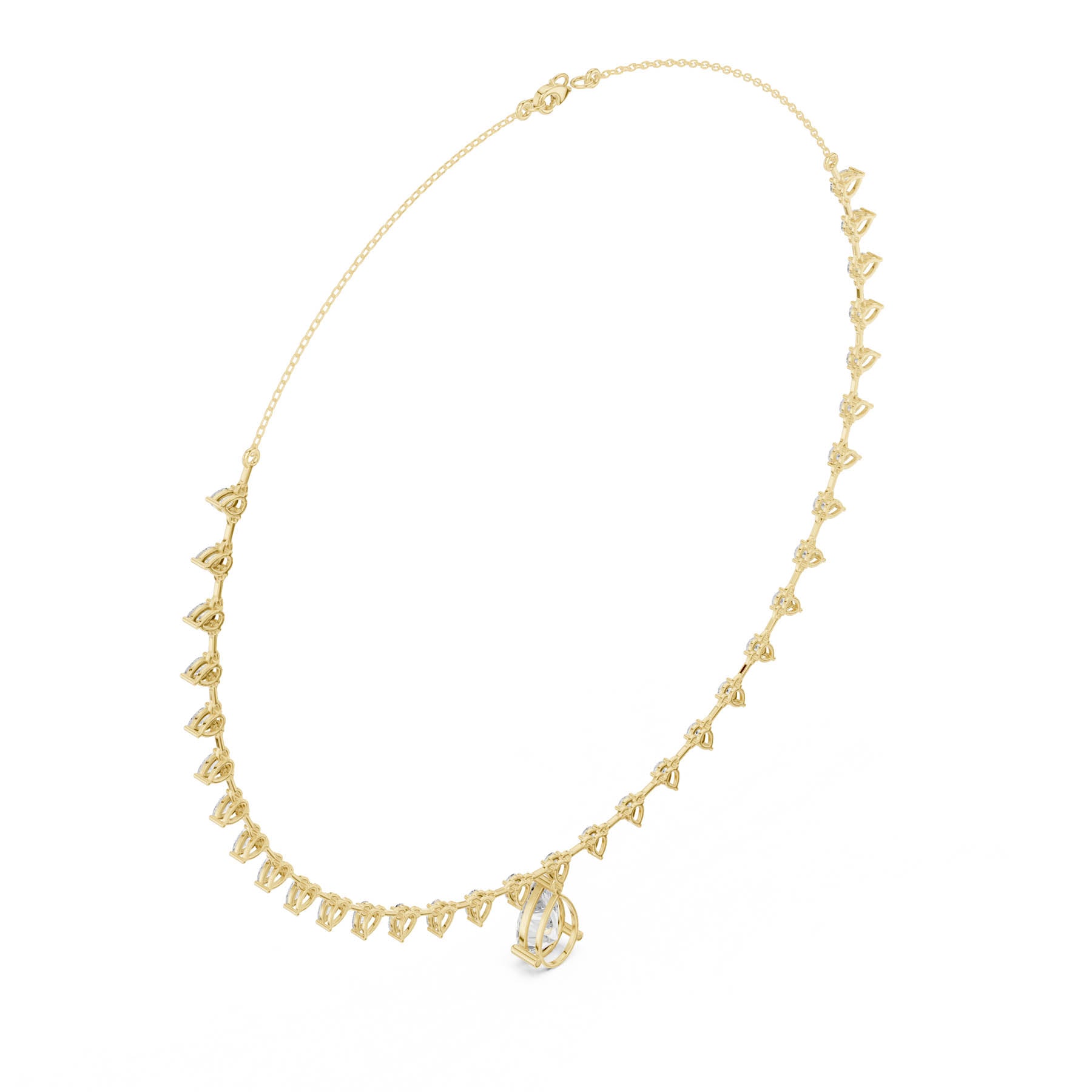 9.02 Ct. Pear Diamond Drop Necklace with Graduated Pear Accent Chain (SBWN (37)) 5