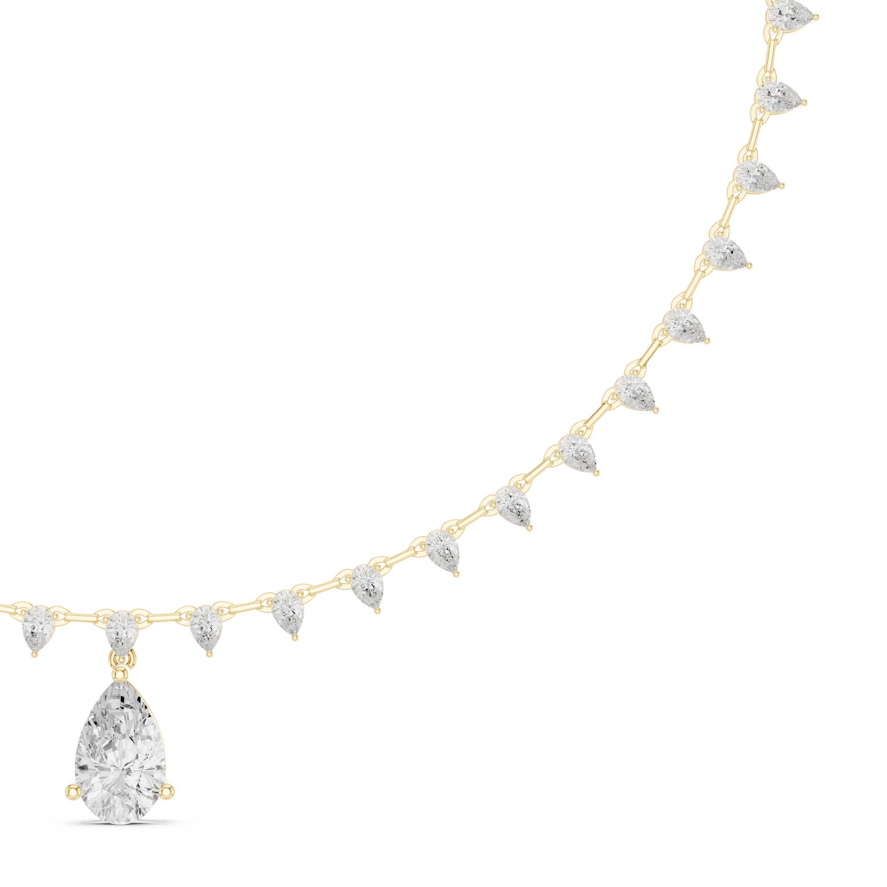 9.02 Ct. Pear Diamond Drop Necklace with Graduated Pear Accent Chain (SBWN (37)) 6