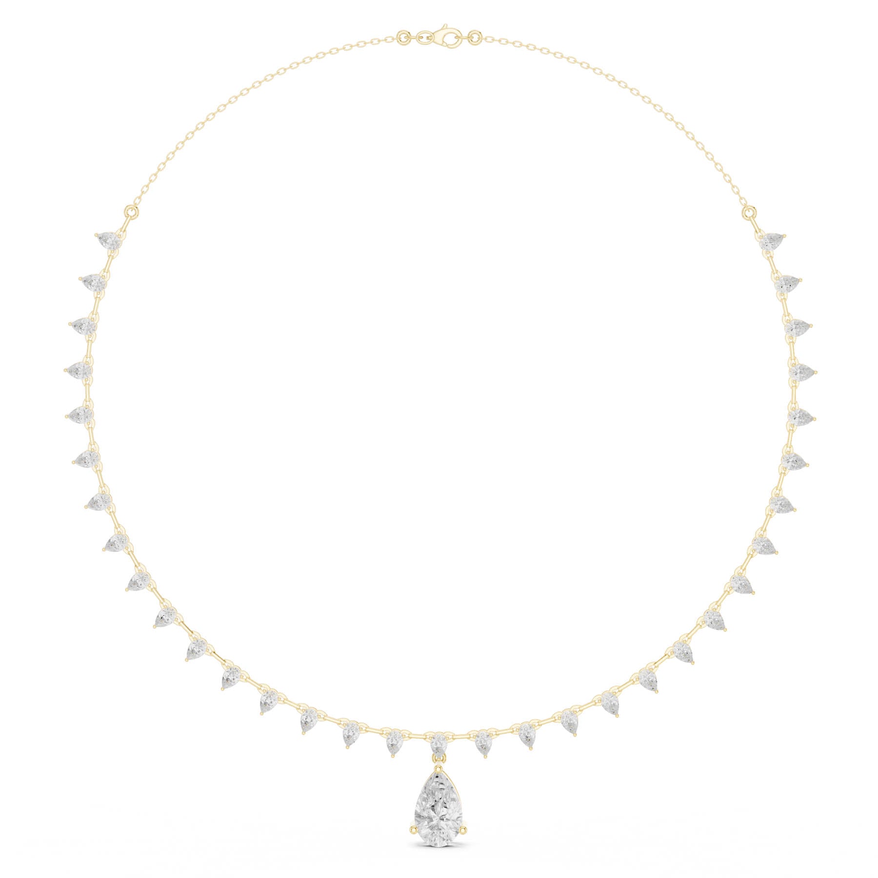 9.02 Ct. Pear Diamond Drop Necklace with Graduated Pear Accent Chain (SBWN (37)) 7