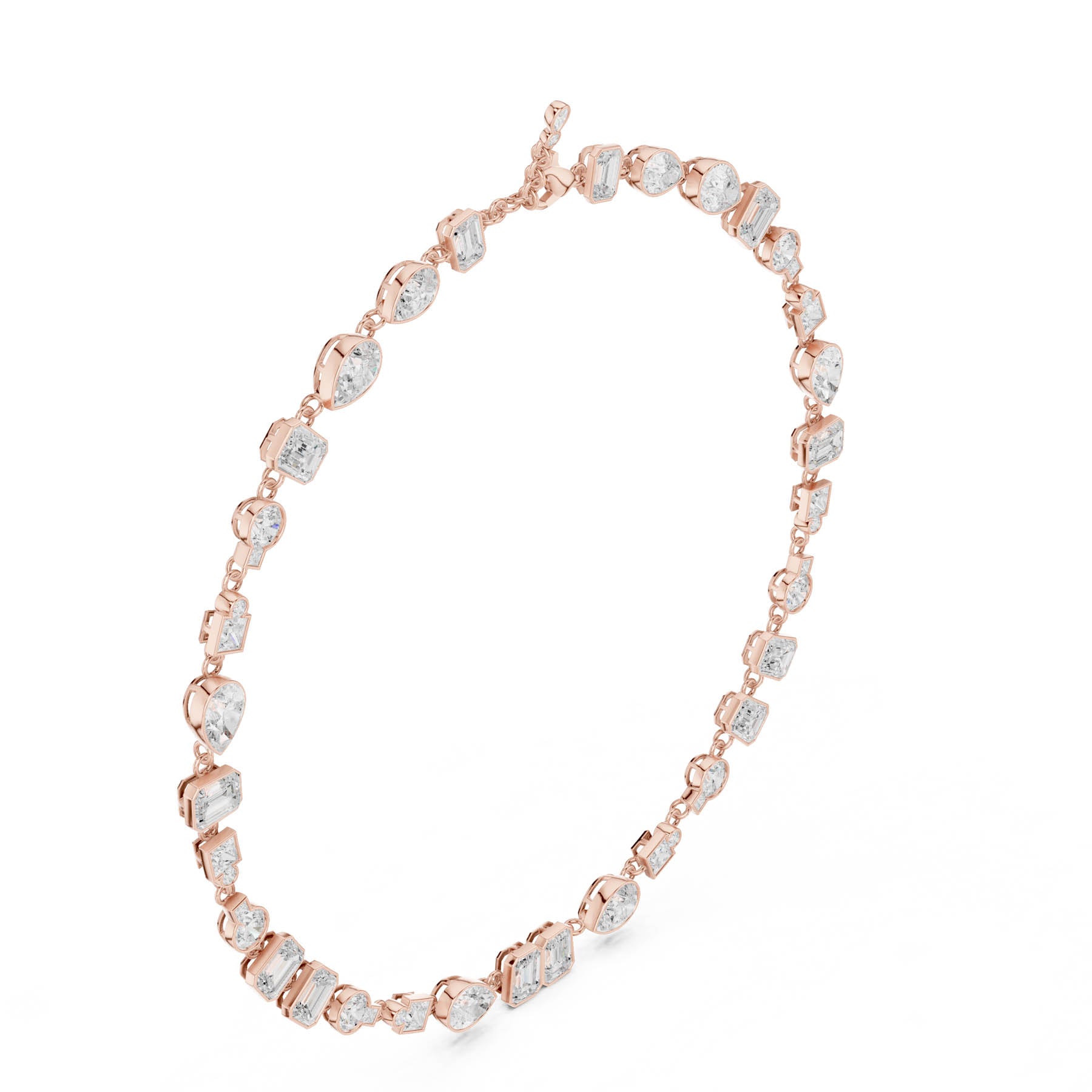 41.83 Ct. Mixed Shape Diamond Link Necklace with Emerald Cut Center (SBWN (43)) 9