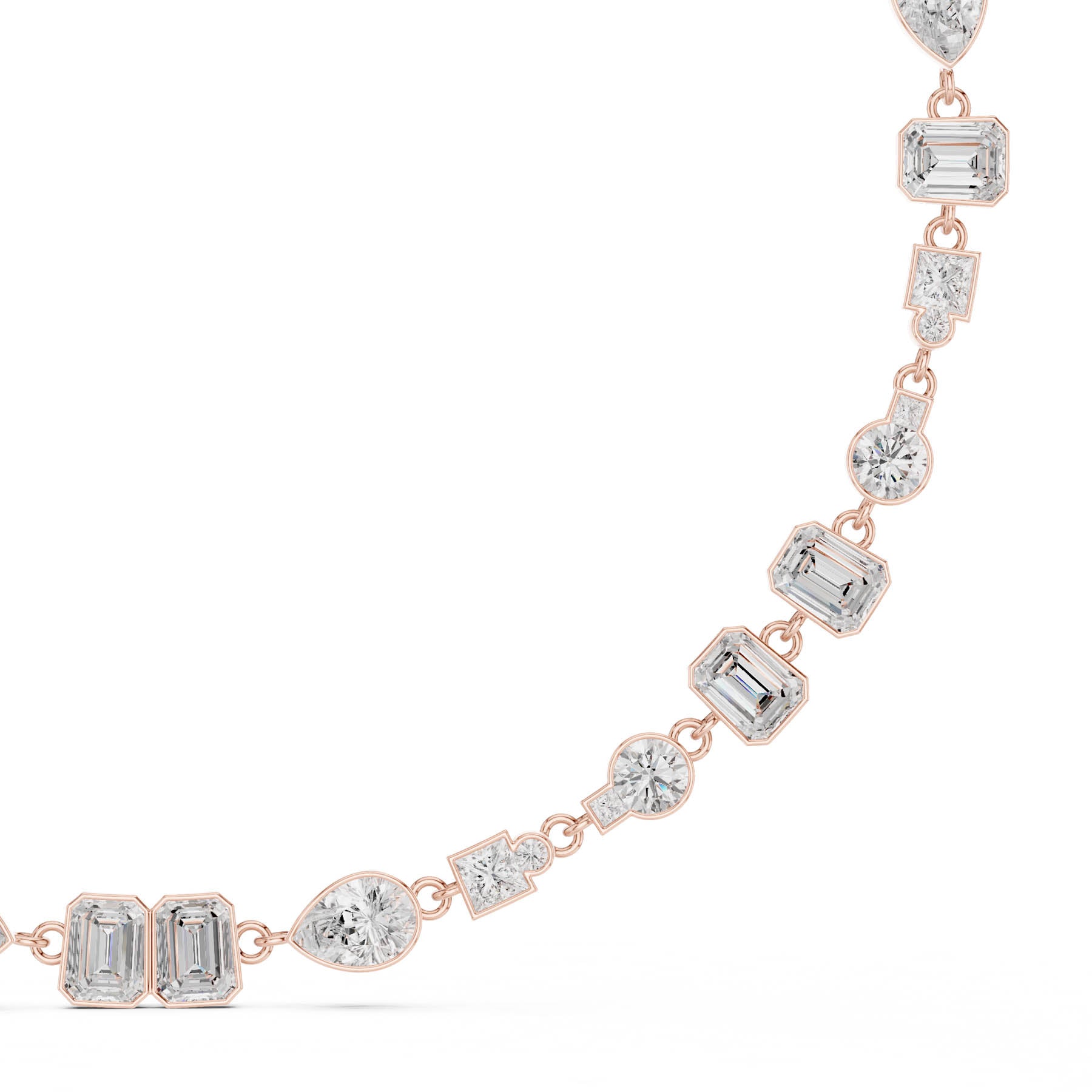 41.83 Ct. Mixed Shape Diamond Link Necklace with Emerald Cut Center (SBWN (43)) 11