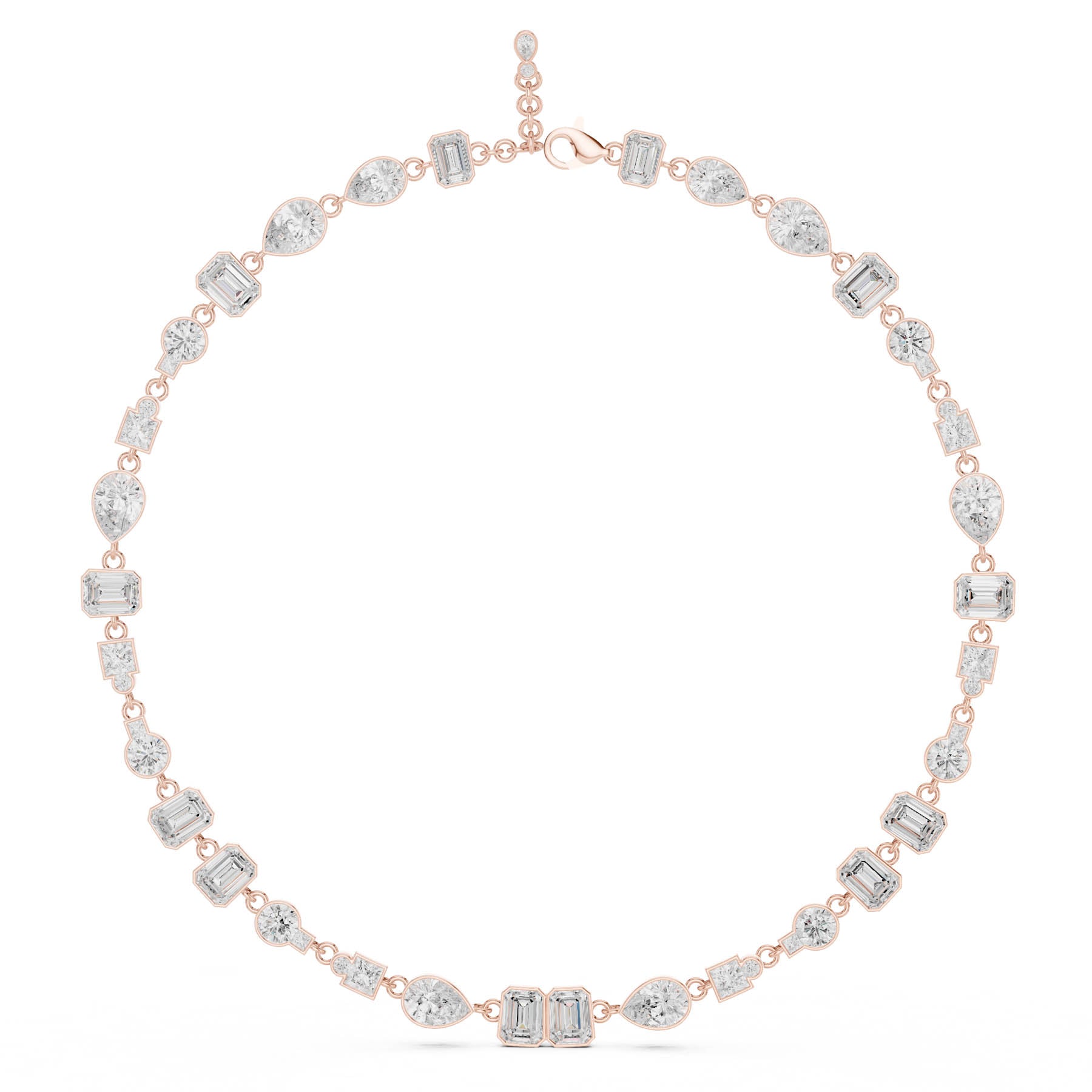 41.83 Ct. Mixed Shape Diamond Link Necklace with Emerald Cut Center (SBWN (43)) 4