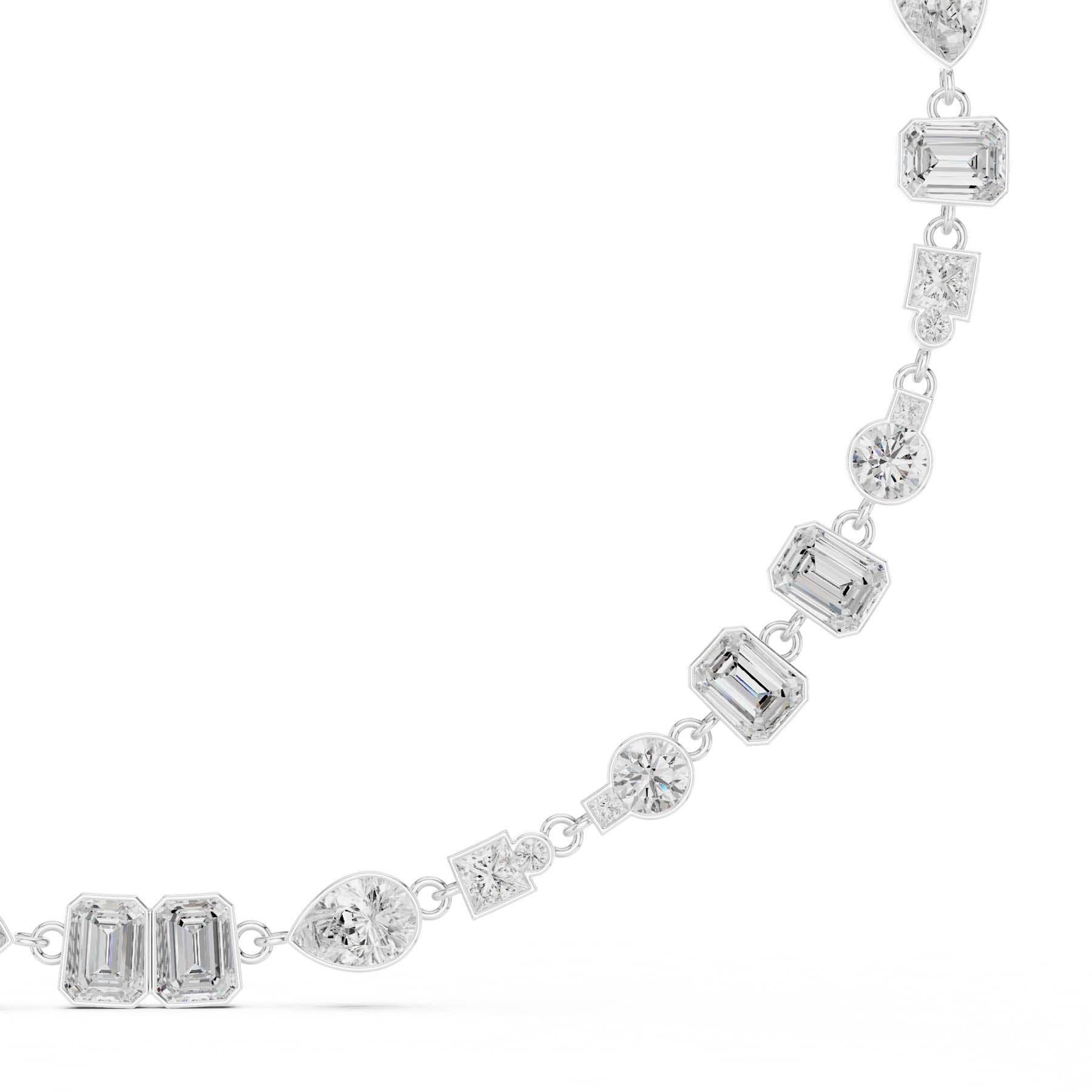 41.83 Ct. Mixed Shape Diamond Link Necklace with Emerald Cut Center (SBWN (43)) 1