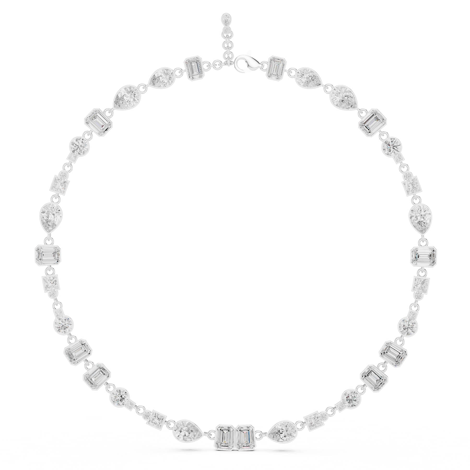 41.83 Ct. Mixed Shape Diamond Link Necklace with Emerald Cut Center (SBWN (43)) 5