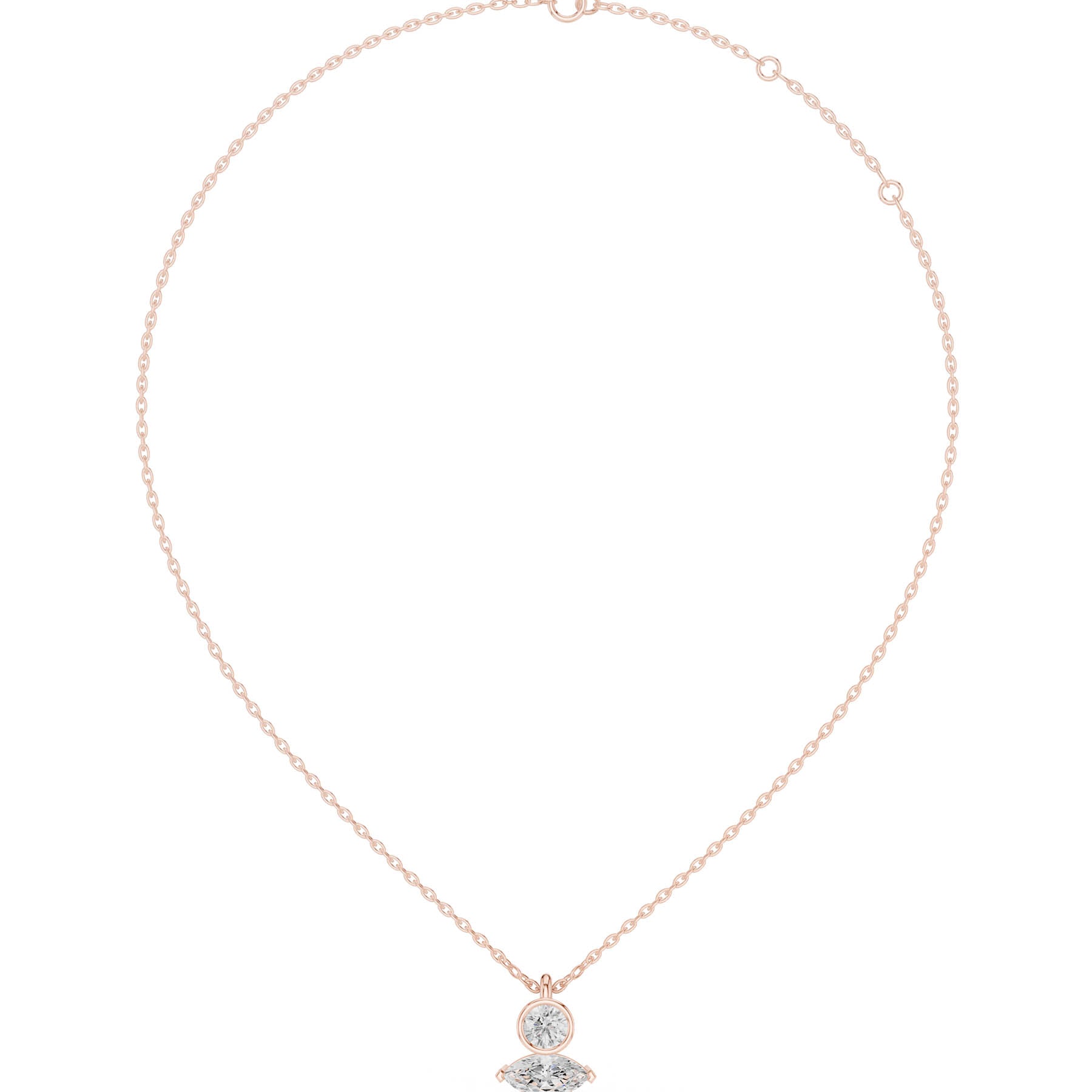 .27 Ct. Round and Marquise Diamond Two-Stone Drop Pendant Necklace (SBWN (55)) 11