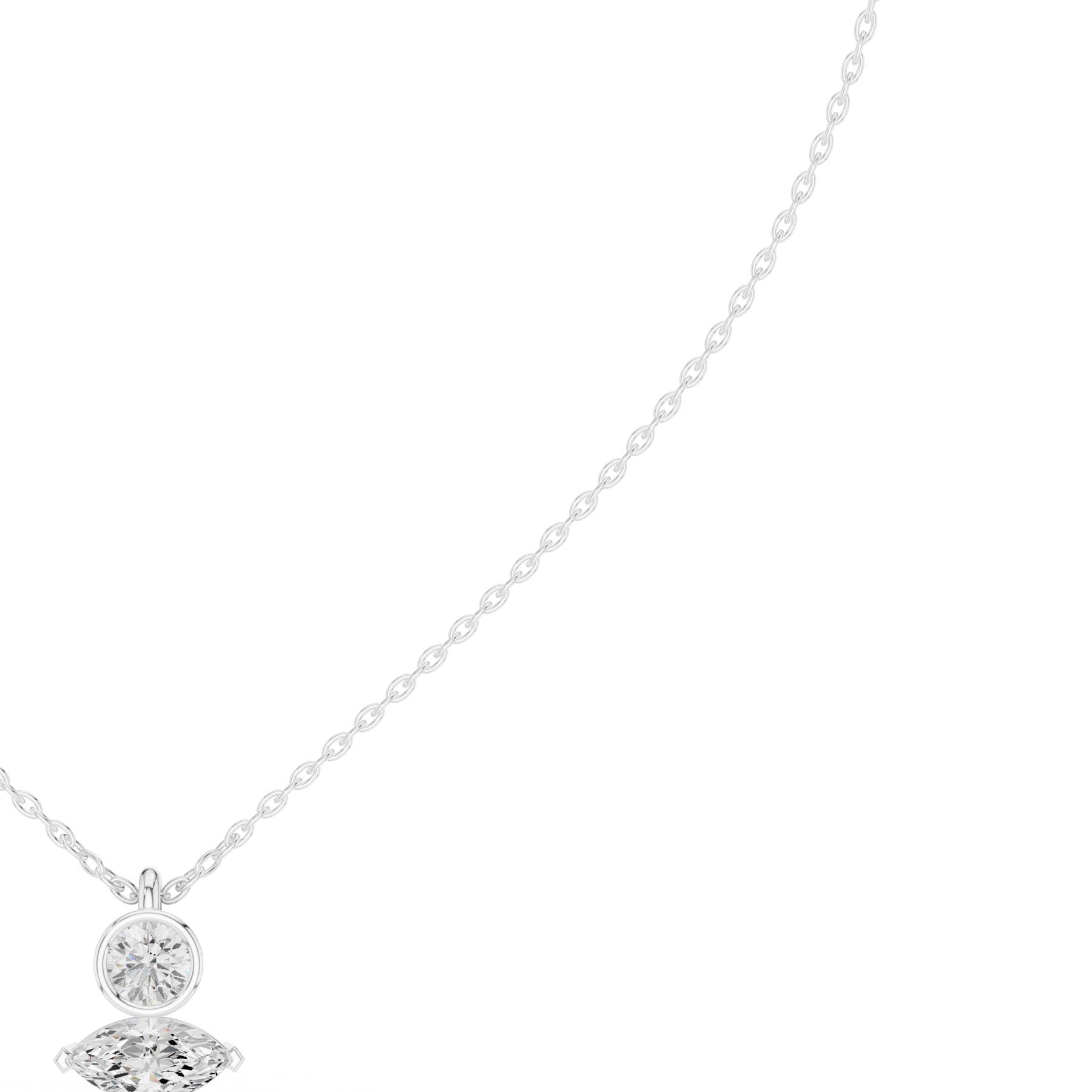 .27 Ct. Round and Marquise Diamond Two-Stone Drop Pendant Necklace (SBWN (55)) 4