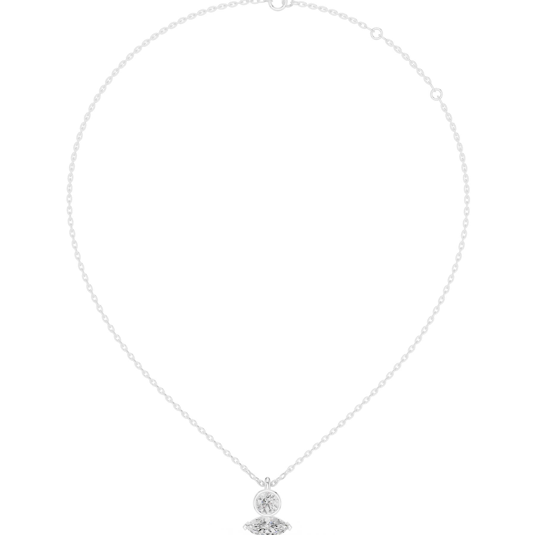 .27 Ct. Round and Marquise Diamond Two-Stone Drop Pendant Necklace (SBWN (55)) 5