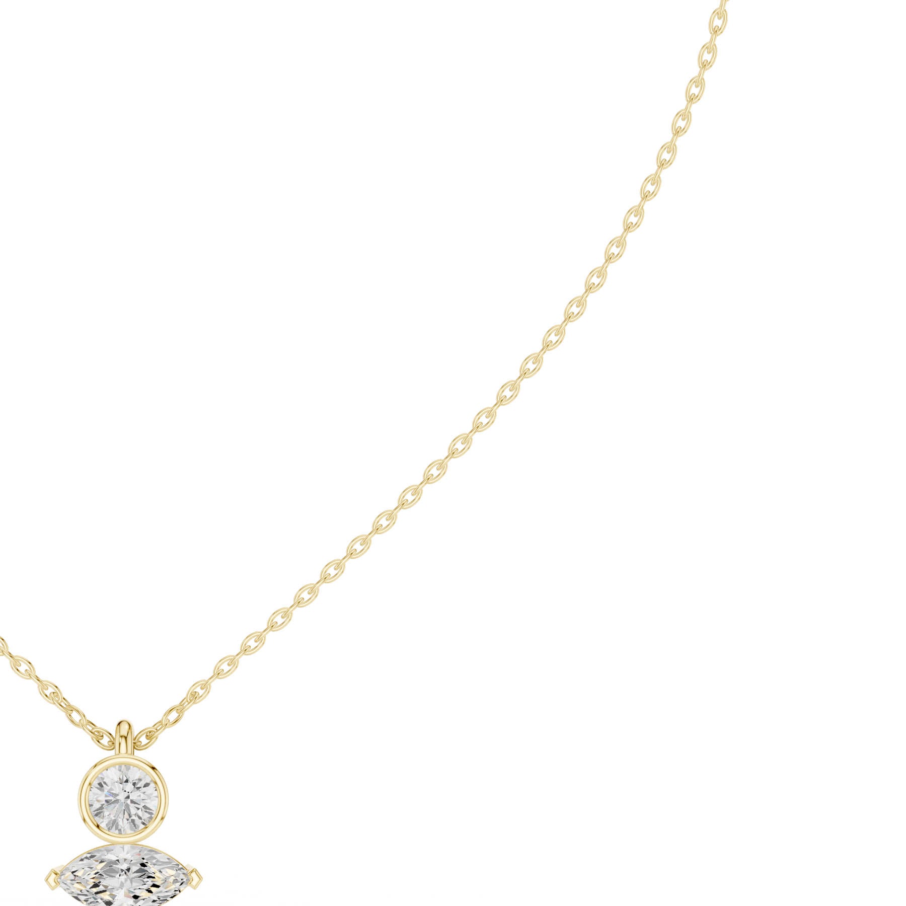 .27 Ct. Round and Marquise Diamond Two-Stone Drop Pendant Necklace (SBWN (55)) 1