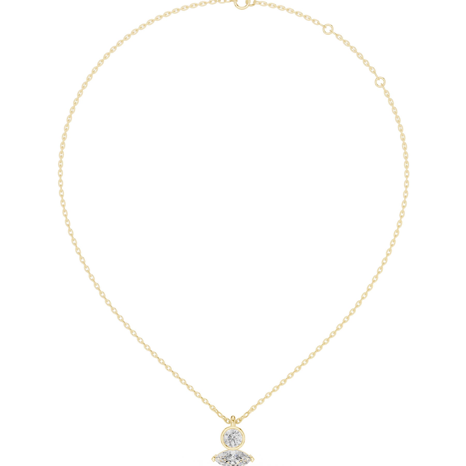 .27 Ct. Round and Marquise Diamond Two-Stone Drop Pendant Necklace (SBWN (55)) 8