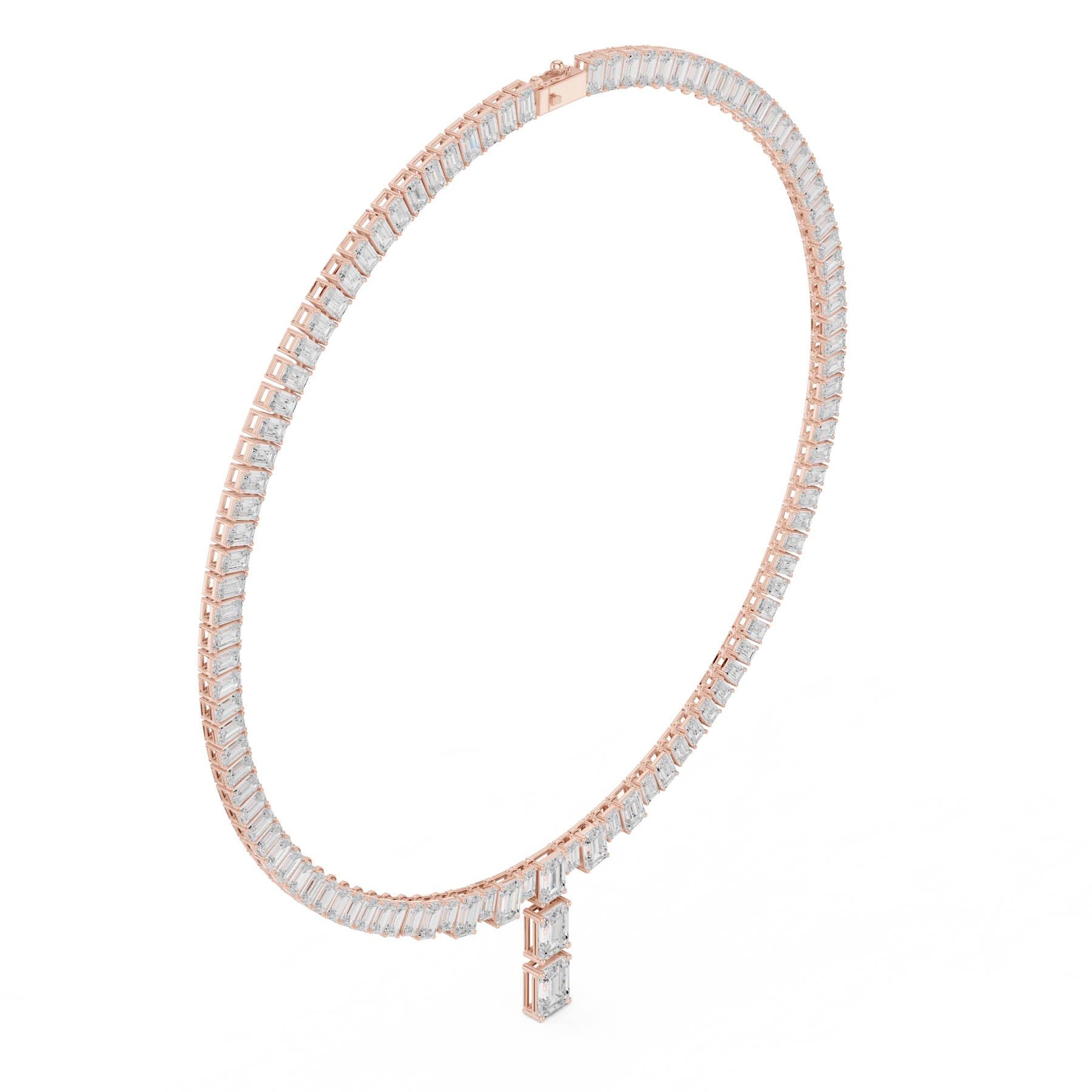 33.30 Ct. Emerald Cut Diamond Tennis Necklace with Drop (SBWN (9)) 12