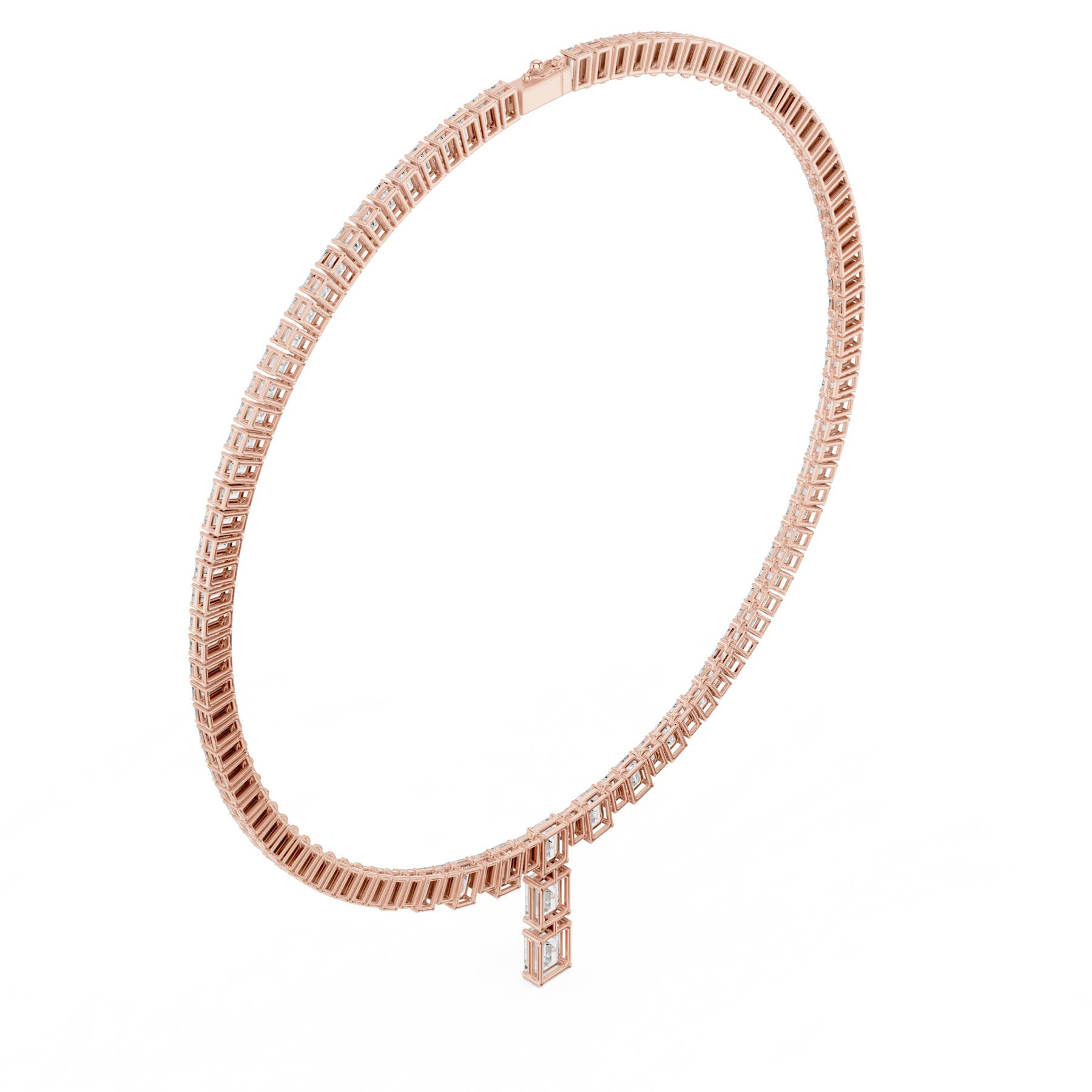 33.30 Ct. Emerald Cut Diamond Tennis Necklace with Drop (SBWN (9)) 4