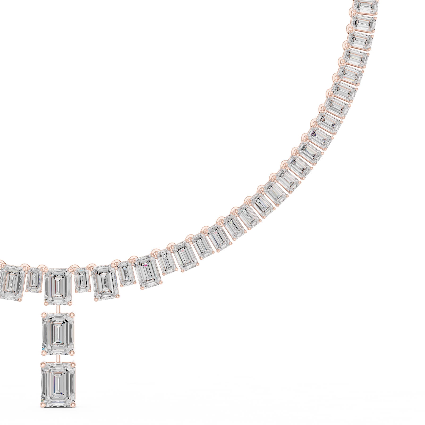 33.30 Ct. Emerald Cut Diamond Tennis Necklace with Drop (SBWN (9)) 10