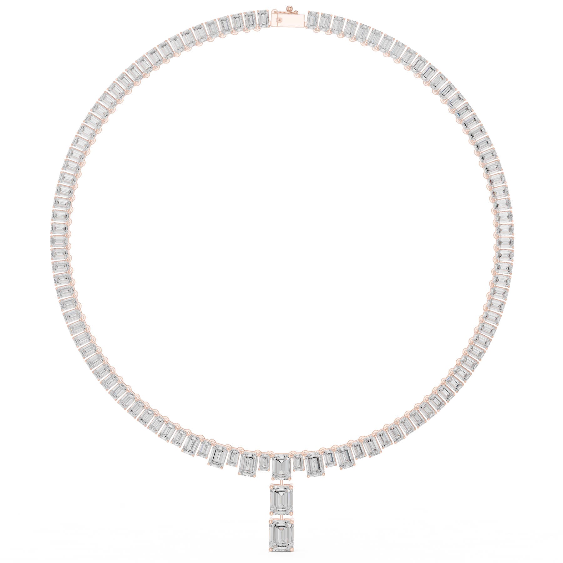 33.30 Ct. Emerald Cut Diamond Tennis Necklace with Drop (SBWN (9)) 13