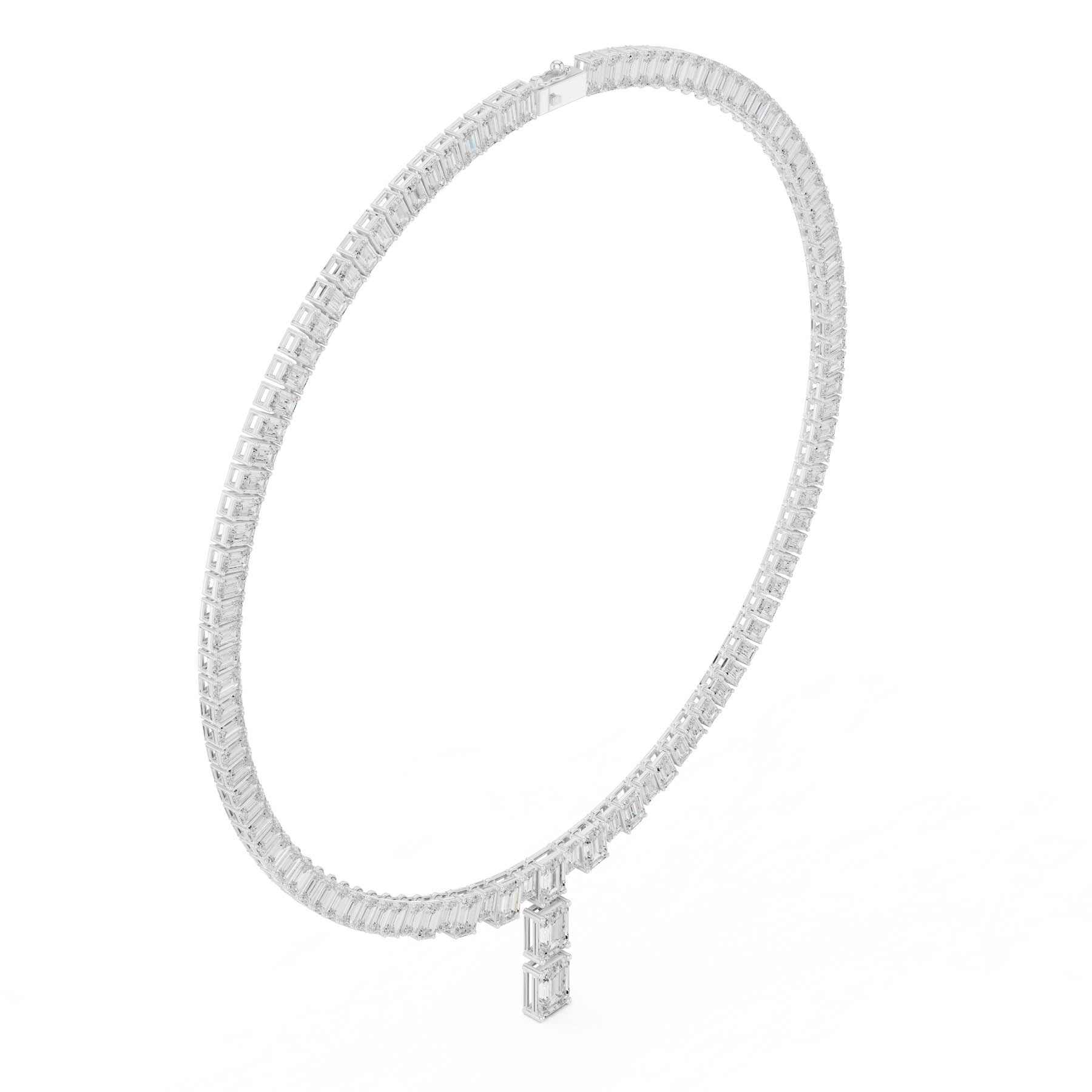 33.30 Ct. Emerald Cut Diamond Tennis Necklace with Drop (SBWN (9)) 5