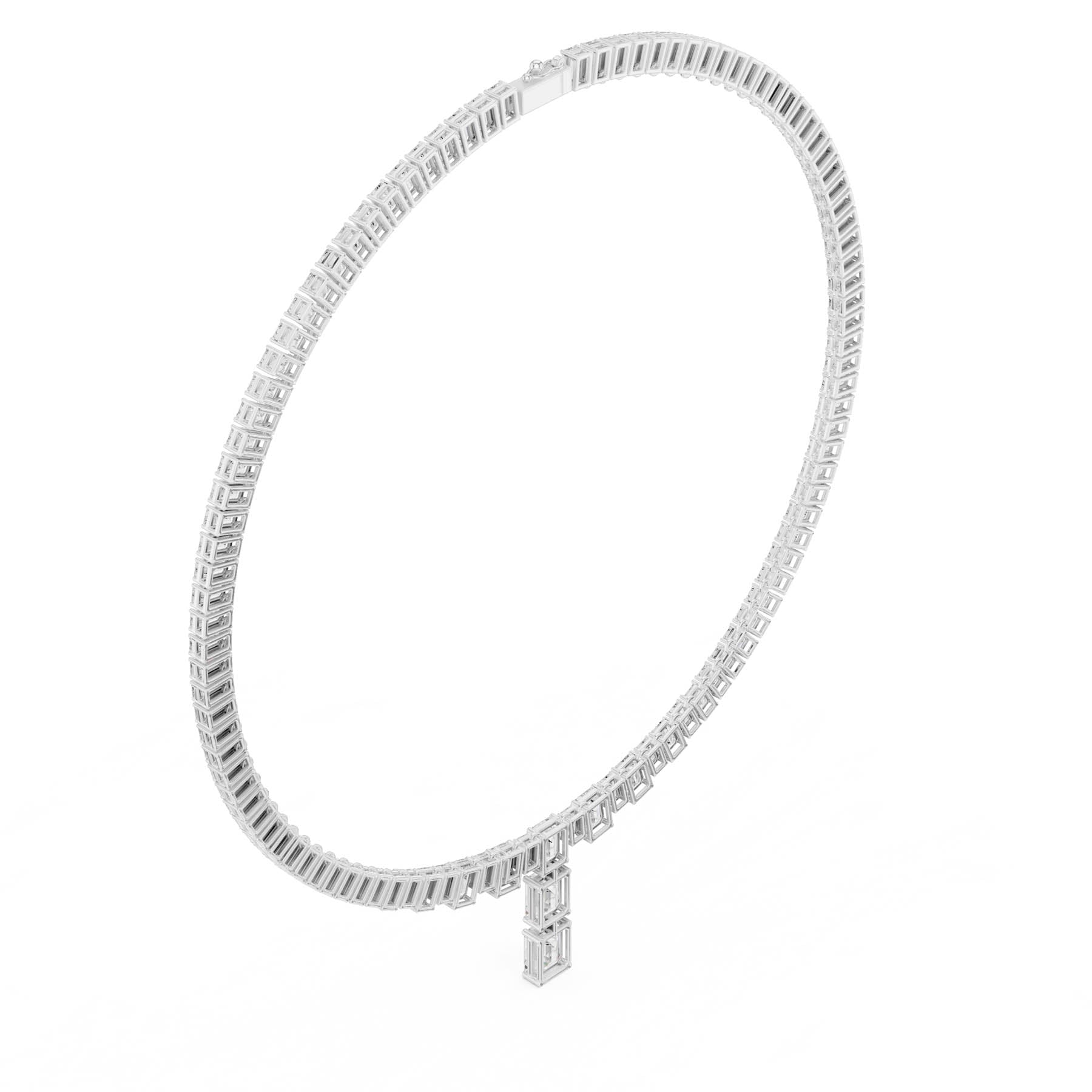 33.30 Ct. Emerald Cut Diamond Tennis Necklace with Drop (SBWN (9)) 6