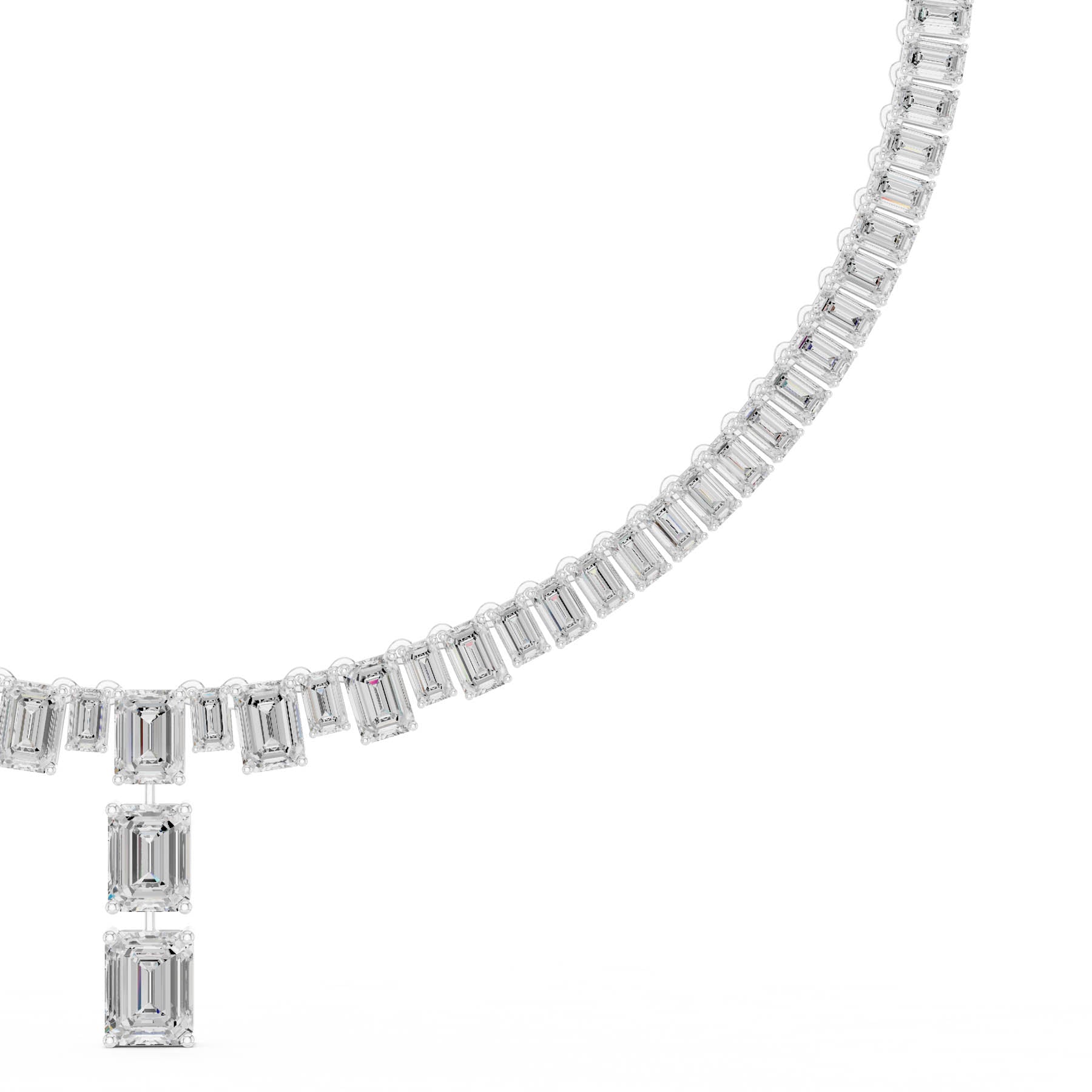 33.30 Ct. Emerald Cut Diamond Tennis Necklace with Drop (SBWN (9)) 1